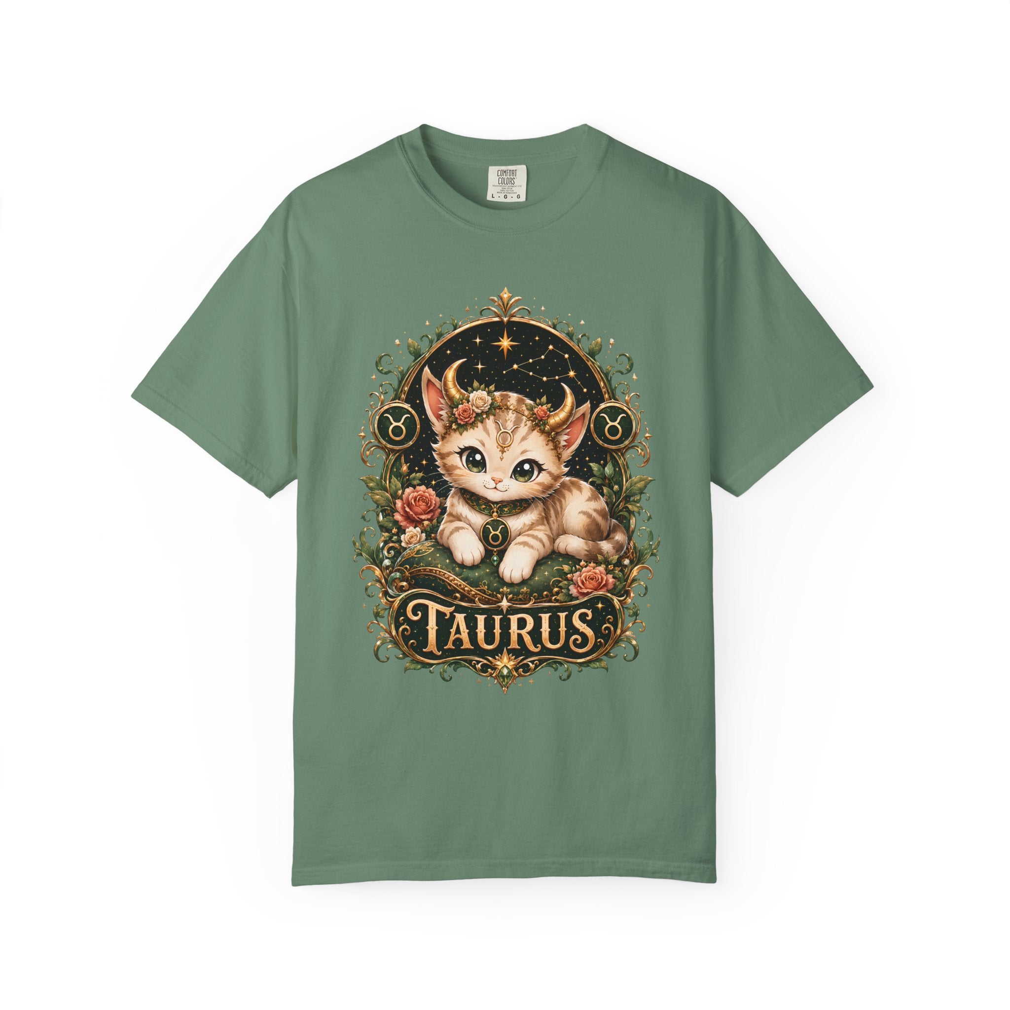 Taurus Cat Illustration T-Shirt | Zodiac Kitten Tee