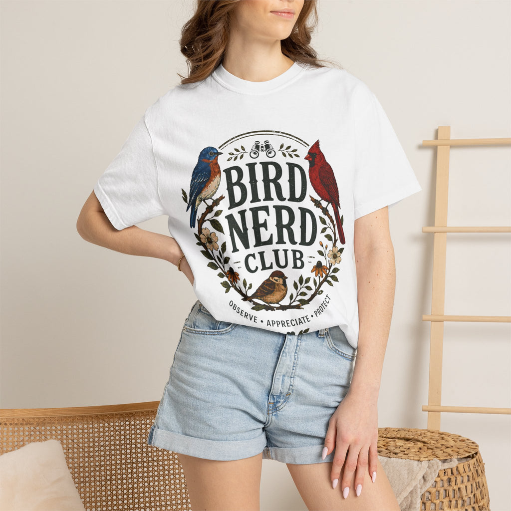 Bird Nerd Club Shirt, Birdwatching Shirt, Nature Lover Tee, Backyard Birder Gift, Cute Bird Lover Shirt, Botanical Bird Graphic Tee