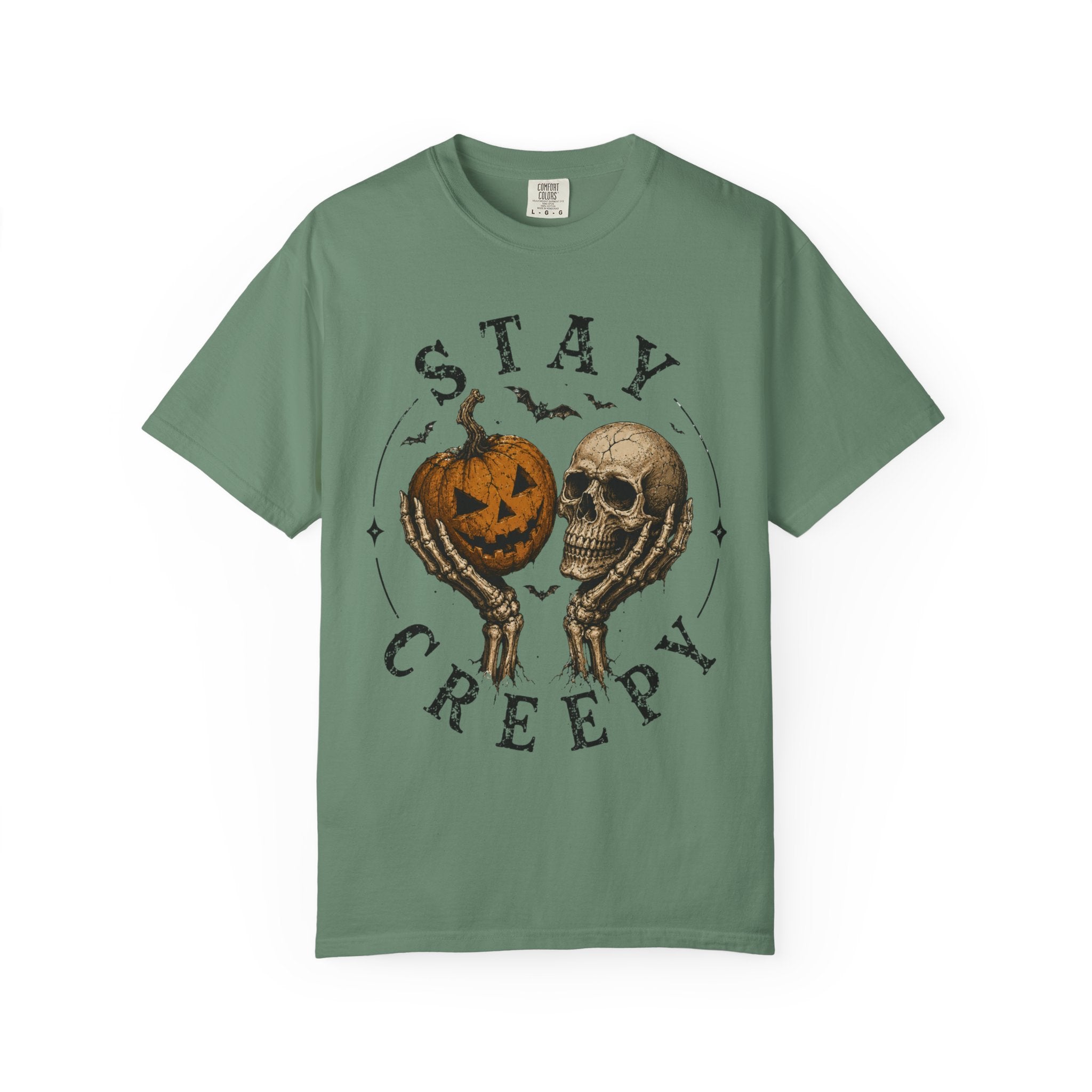 Stay Creepy Shirt, Halloween Pumpkin Skull Tee, Vintage Spooky Graphic Shirt, Jack O Lantern Skeleton Hands Tee, Cute Creepy Halloween Gift