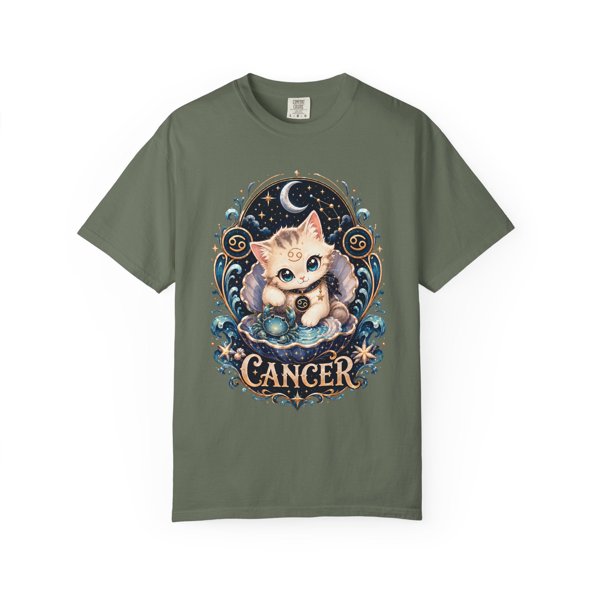 Cute Cancer Zodiac Cat T-Shirt | Astrology Cat Tee