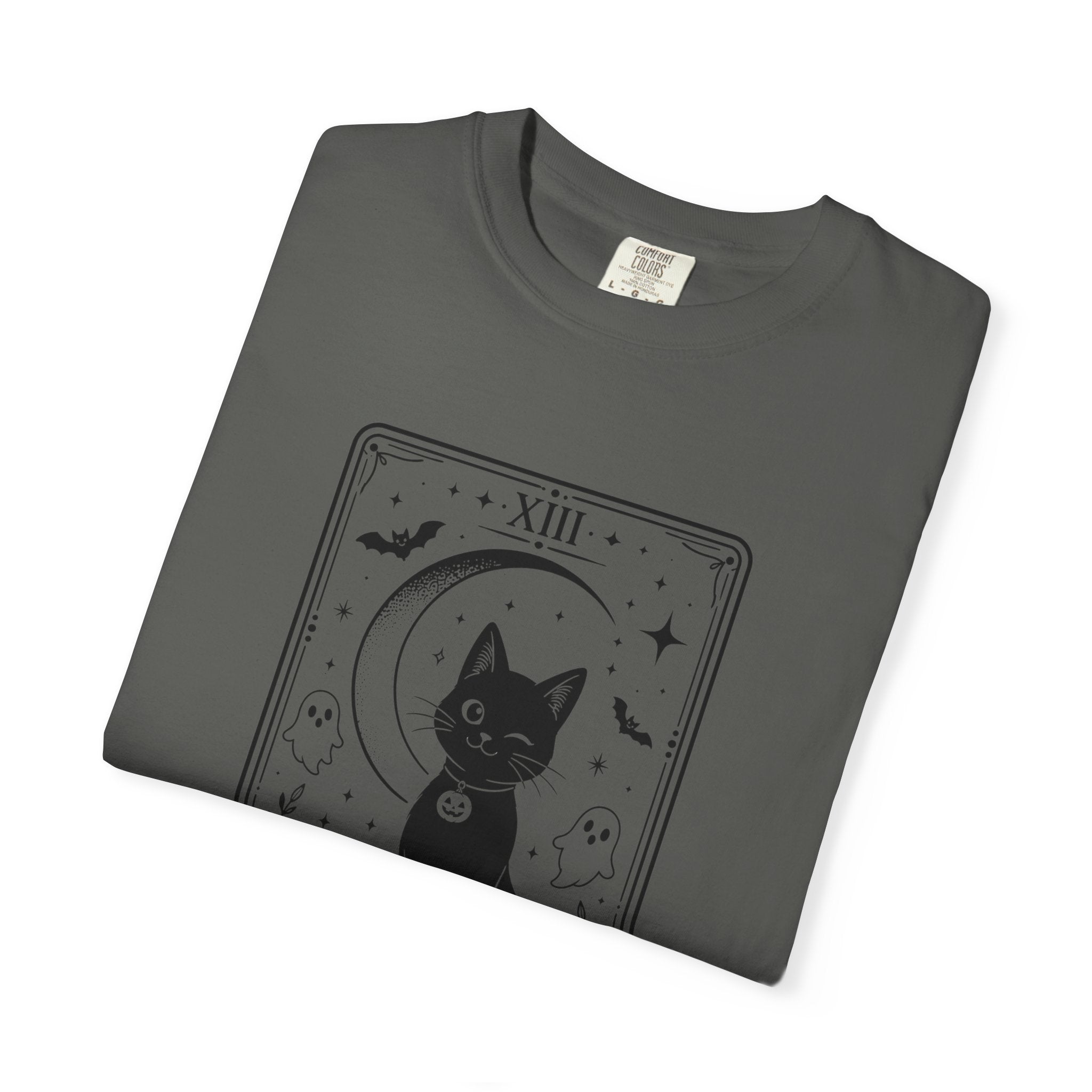 Halloween Black Cat Tarot Shirt, Death Card Cat Tee, Spooky Cat Shirt, Witchy Halloween Tee, Gothic Cat Lover Gift