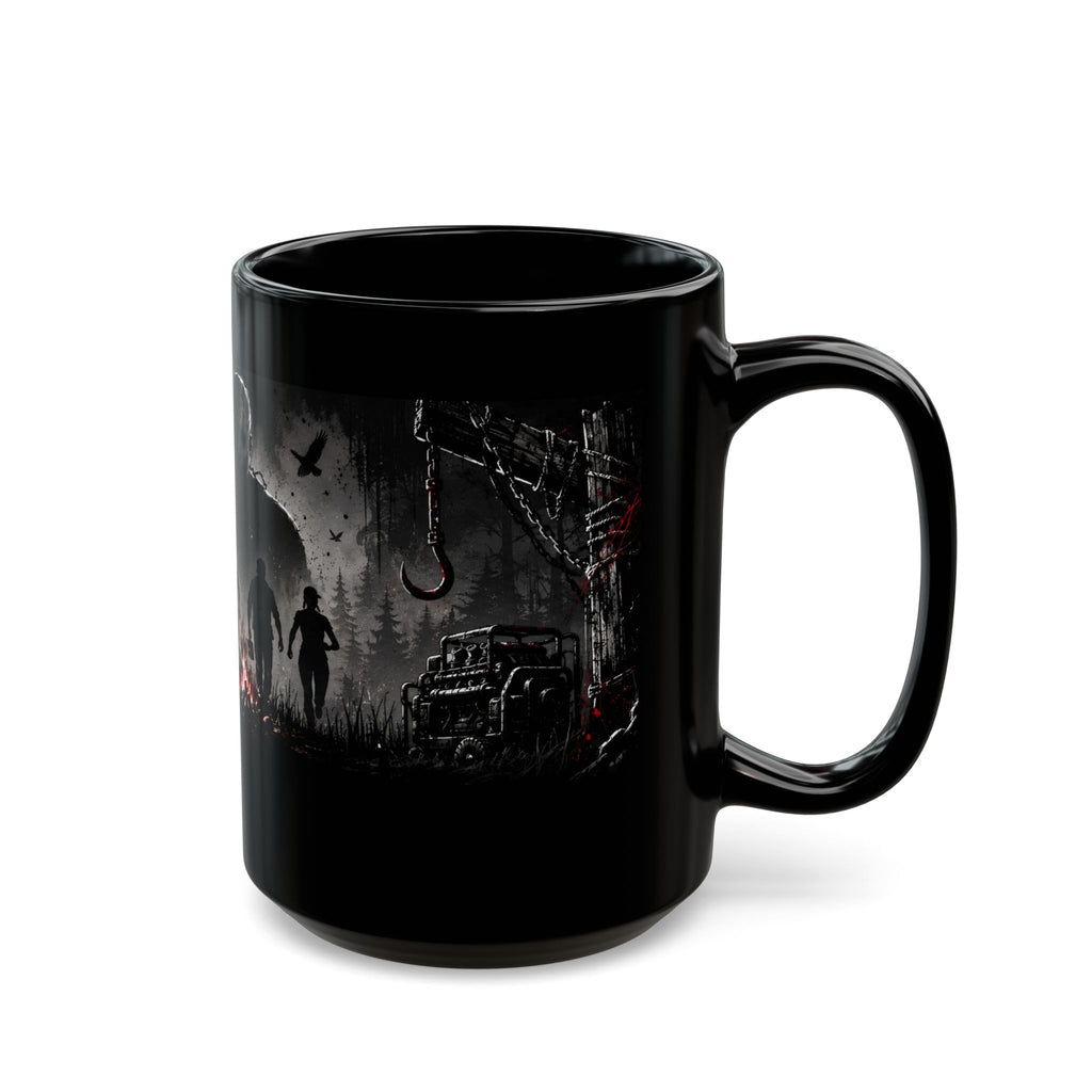 Hooked on Coffee Mug, 15 oz Black Horror Gaming Mug, Survivor Killer Coffee Cup, Gift for DBD Fans and Coffee Lovers