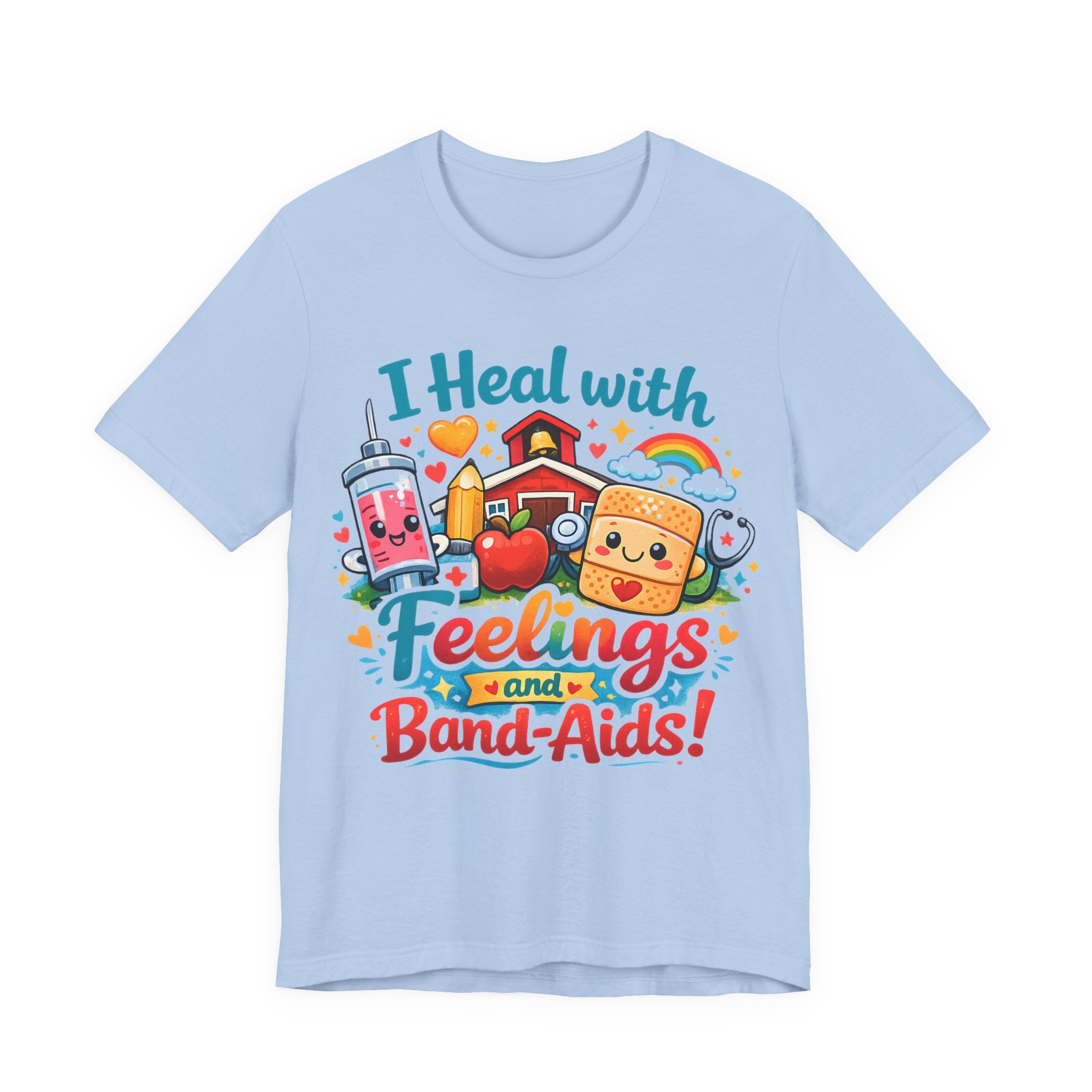 School Nurse Shirt, I Heal With Feelings and Band-Aids Tee, Cute Nurse Teacher Shirt, Elementary School Nurse Gift, Back to School Nurse Tee