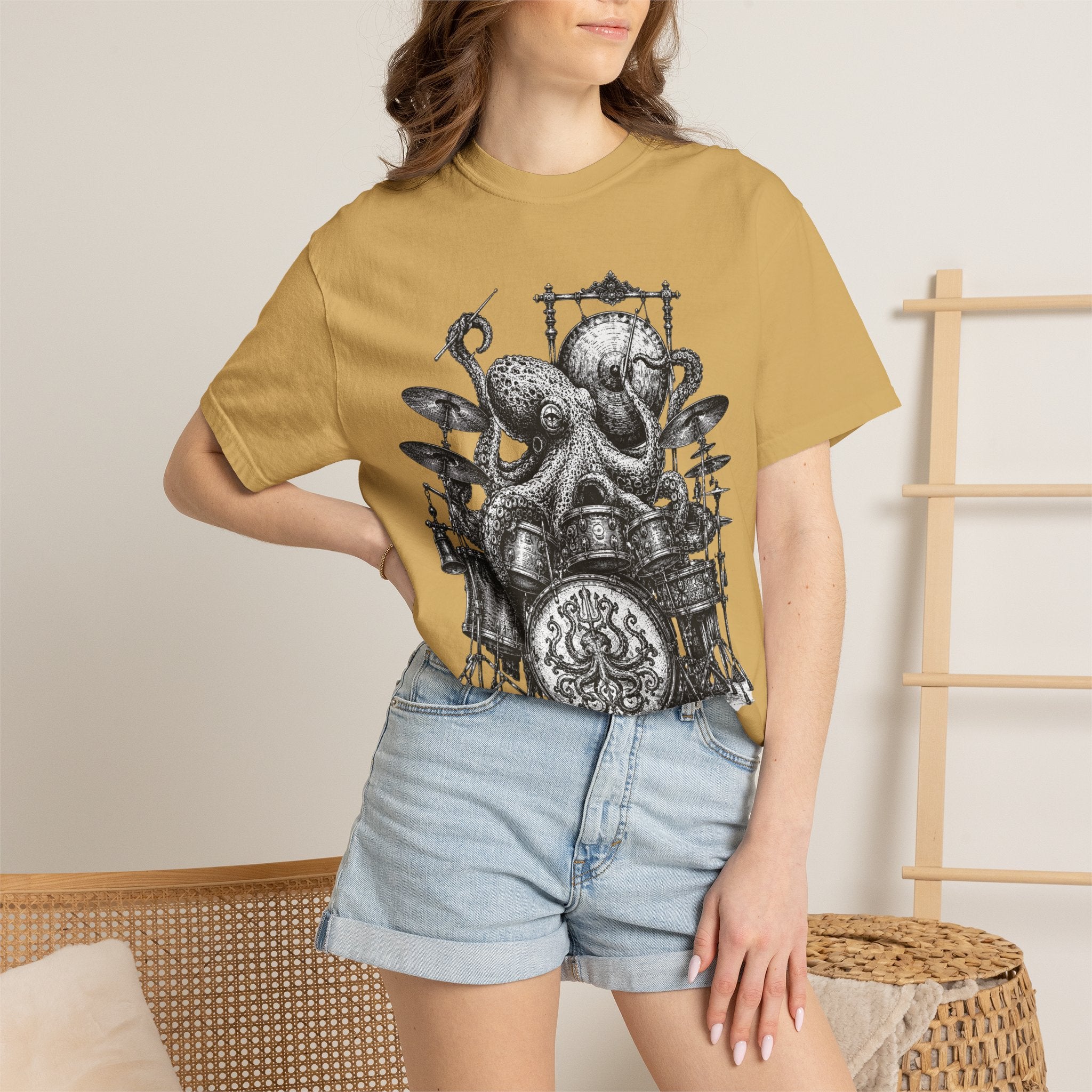 Octopus Drummer Shirt, Vintage Sea Creature T-Shirt, Musician Gift, Drum Set Graphic Tee, Nautical Rock Shirt, Ocean Lover Gift