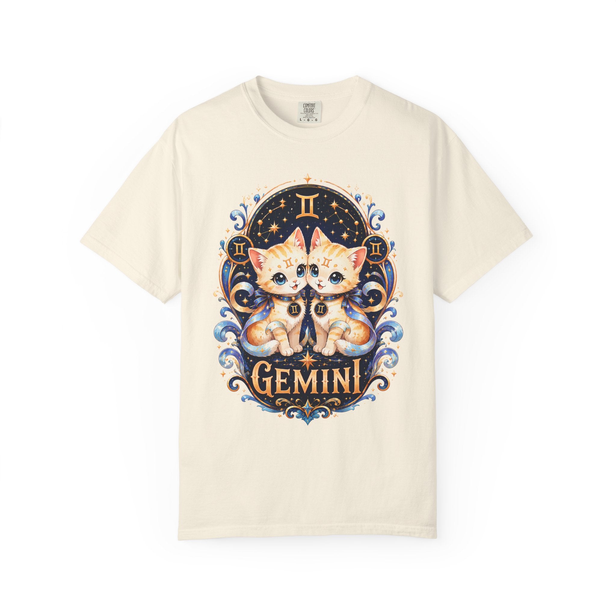 Gemini Twin Cats T-shirt | Zodiac Astrology Cat Design