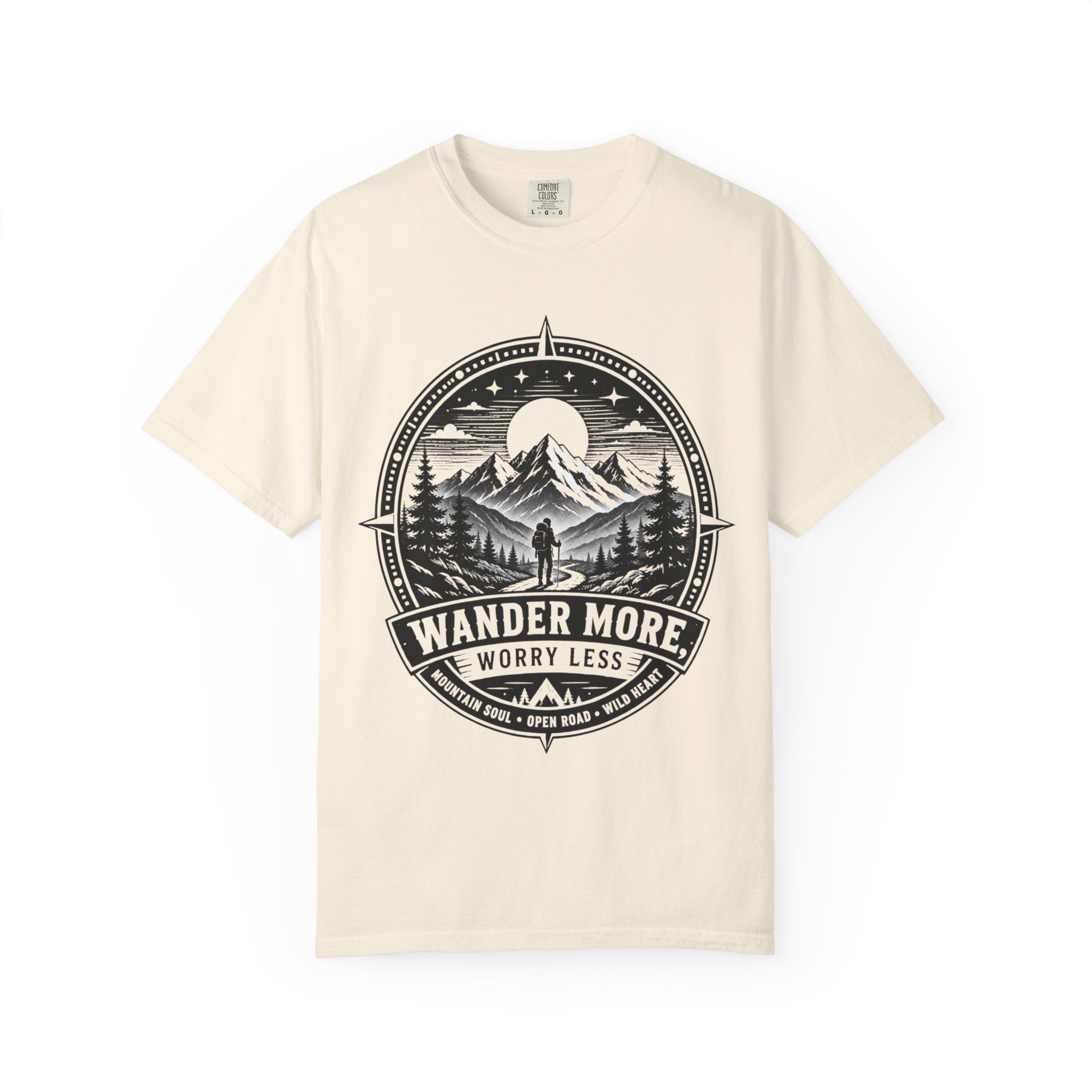 Wander More Worry Less Shirt, Mountain Hiking Tee, Adventure Shirt, Outdoorsy Graphic Tee, Nature Lover Gift, Camping Shirt, Hiking Gift