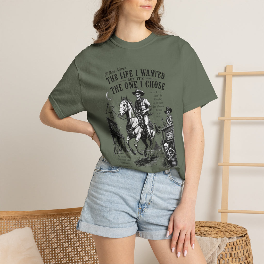 Vintage Skeleton Cowboy Graphic Tee Western Skull Rider Shirt for Men, Country Outlaw Streetwear Tee