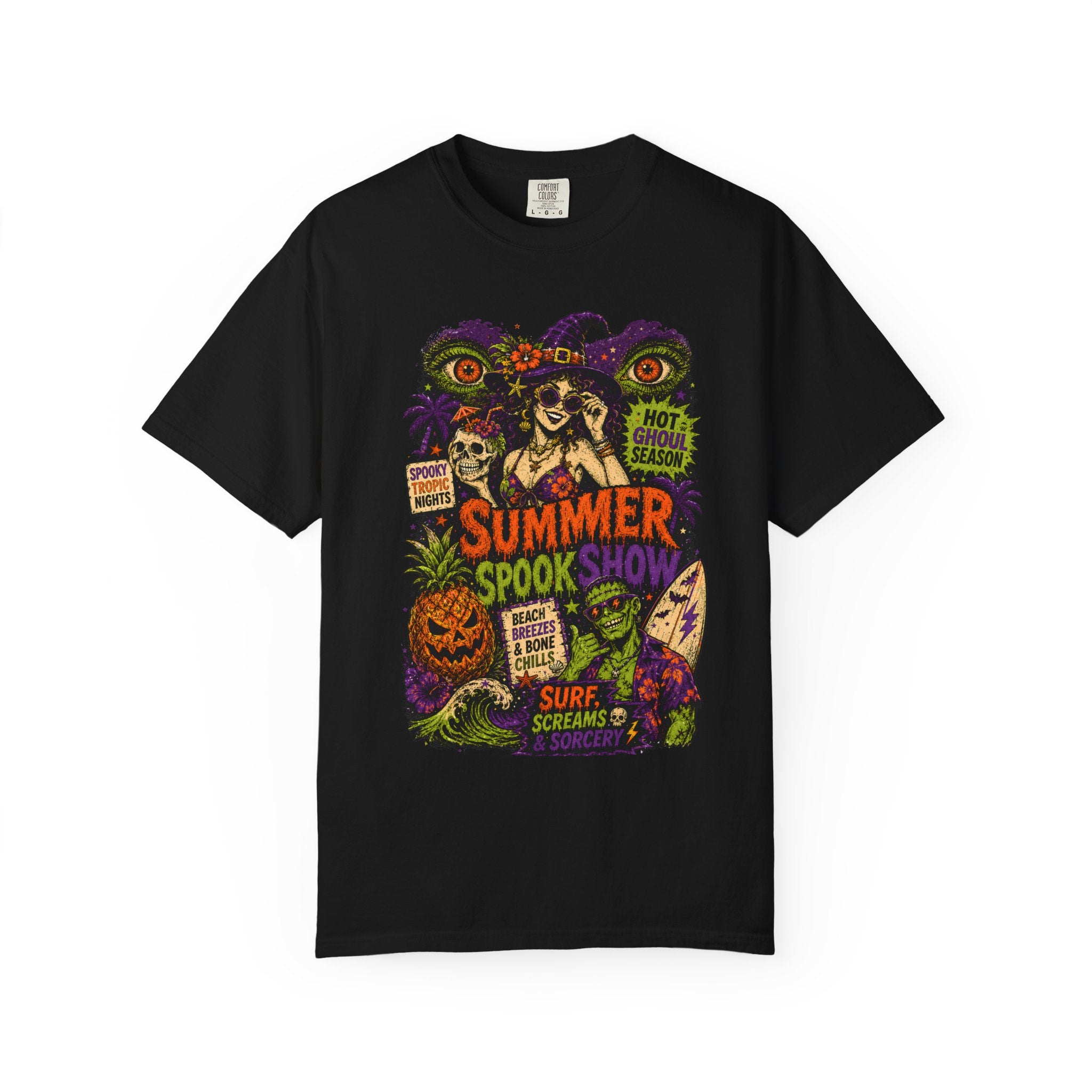 Summer Halloween Shirt, Spooky Tropical Witch Tee, Hot Ghoul Season Shirt, Retro Surf Horror Shirt, Halloween Beach Vacation Tee