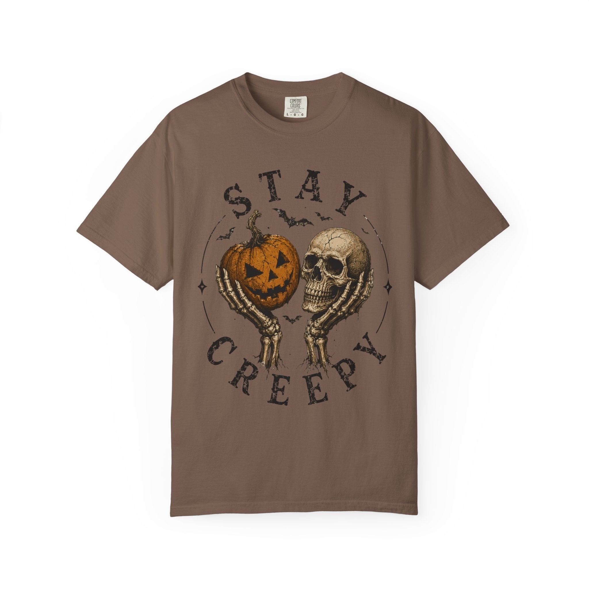 Stay Creepy Shirt, Halloween Pumpkin Skull Tee, Vintage Spooky Graphic Shirt, Jack O Lantern Skeleton Hands Tee, Cute Creepy Halloween Gift