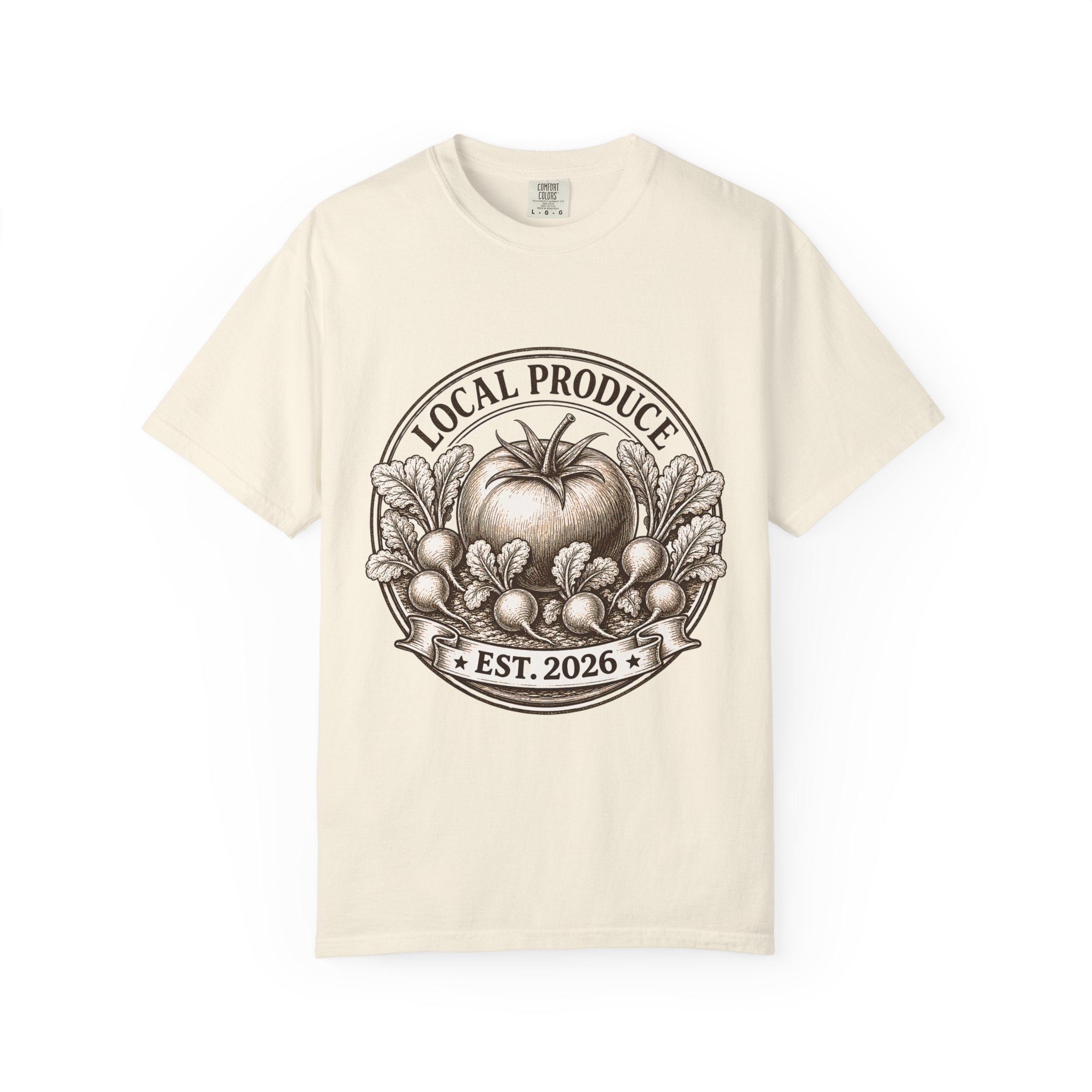 Vintage Local Produce Shirt, Farmers Market Tomato Tee, Heirloom Tomato Radish Graphic Tee, Gerden Lover GIft, Est. 2026 Market Tee