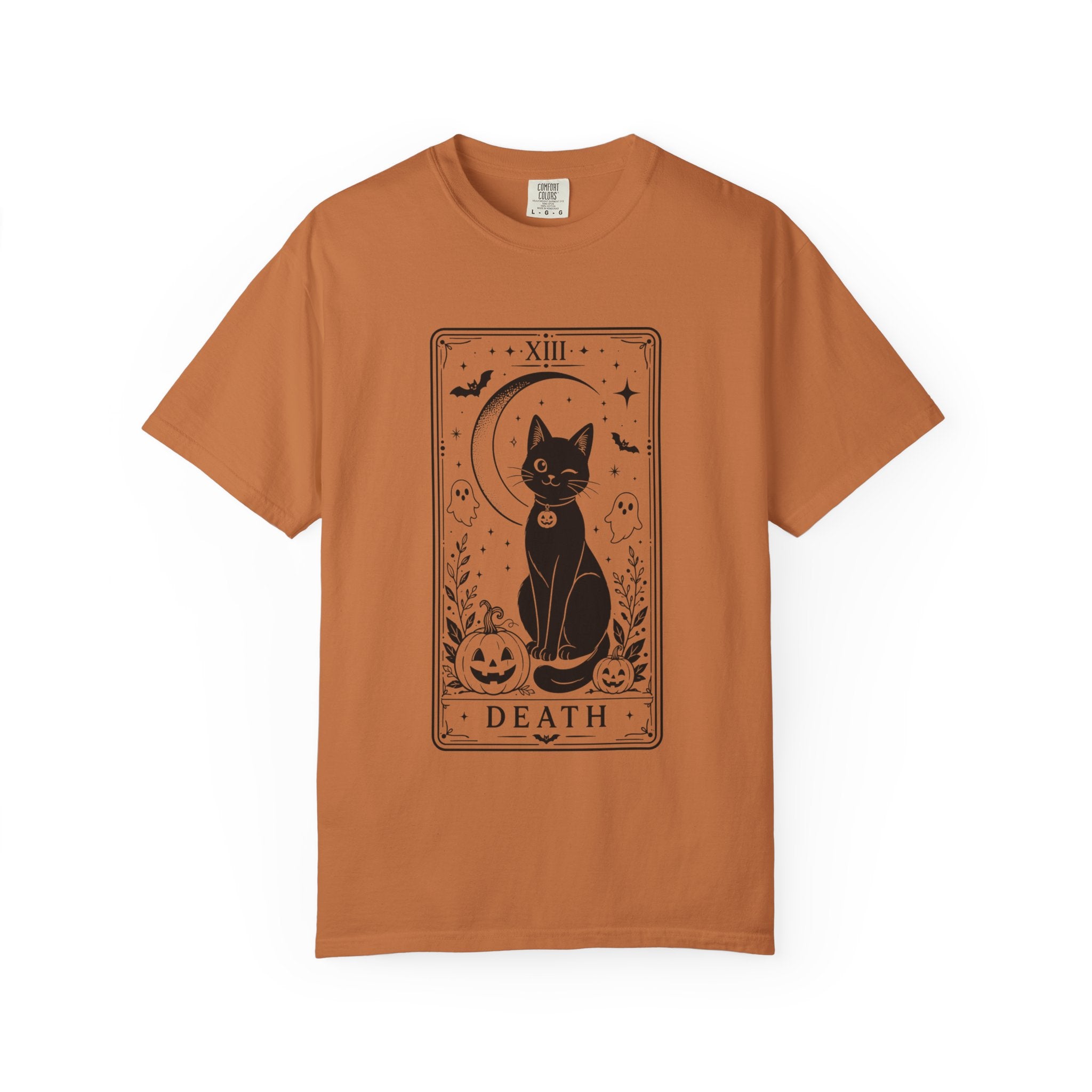 Halloween Black Cat Tarot Shirt, Death Card Cat Tee, Spooky Cat Shirt, Witchy Halloween Tee, Gothic Cat Lover Gift