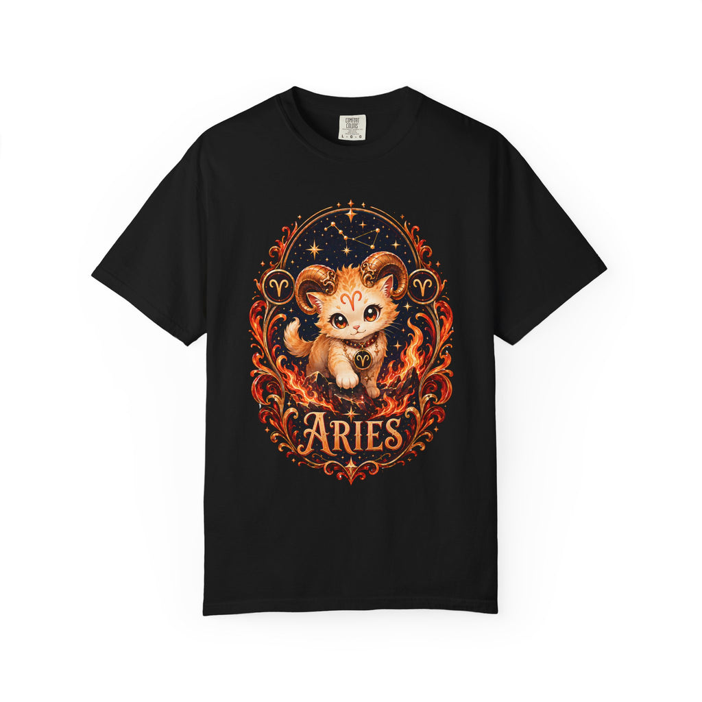Cute Aries Ram Zodiac Illustration T-Shirt | Astrology, Fire Sign