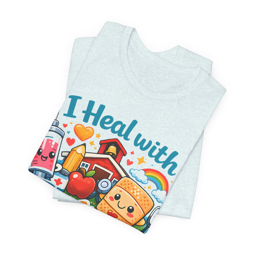 School Nurse Shirt, I Heal With Feelings and Band-Aids Tee, Cute Nurse Teacher Shirt, Elementary School Nurse Gift, Back to School Nurse Tee