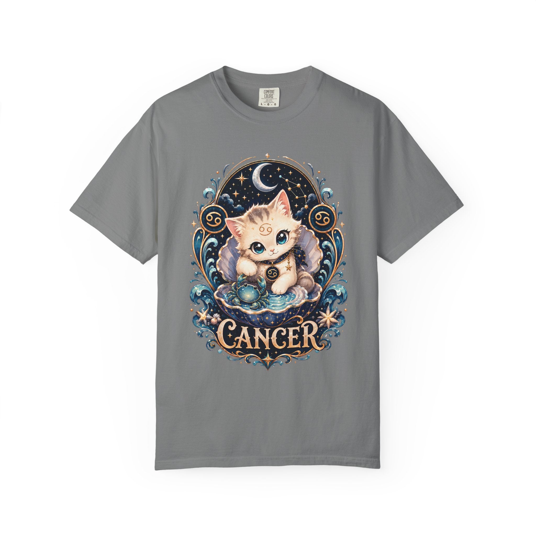 Cute Cancer Zodiac Cat T-Shirt | Astrology Cat Tee