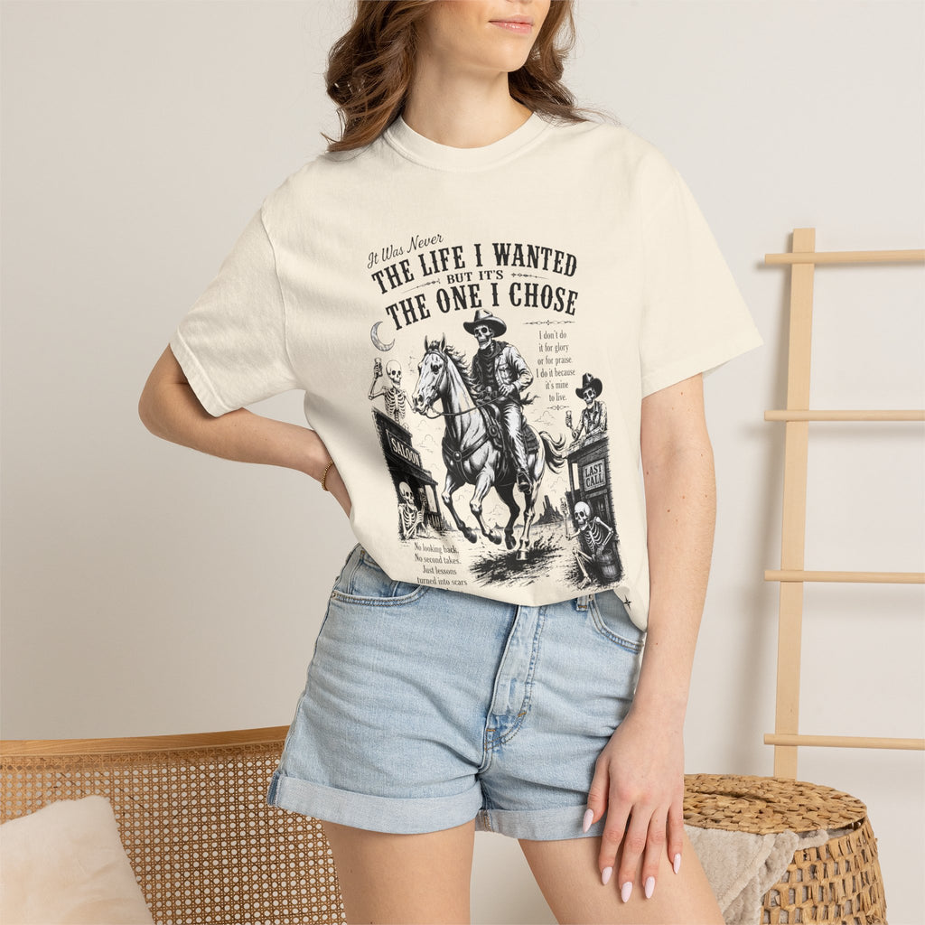 Vintage Skeleton Cowboy Graphic Tee Western Skull Rider Shirt for Men, Country Outlaw Streetwear Tee