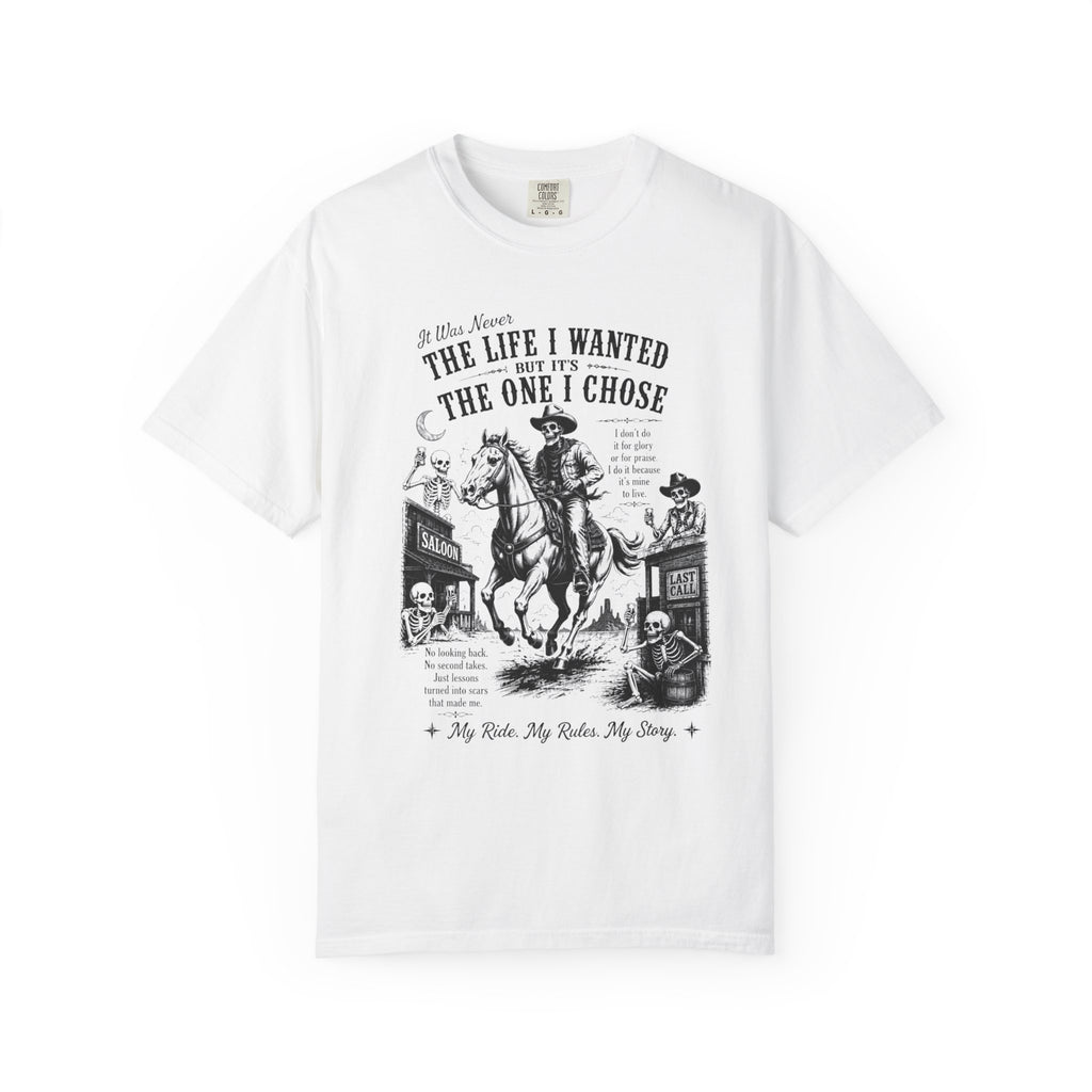 Vintage Skeleton Cowboy Graphic Tee Western Skull Rider Shirt for Men, Country Outlaw Streetwear Tee