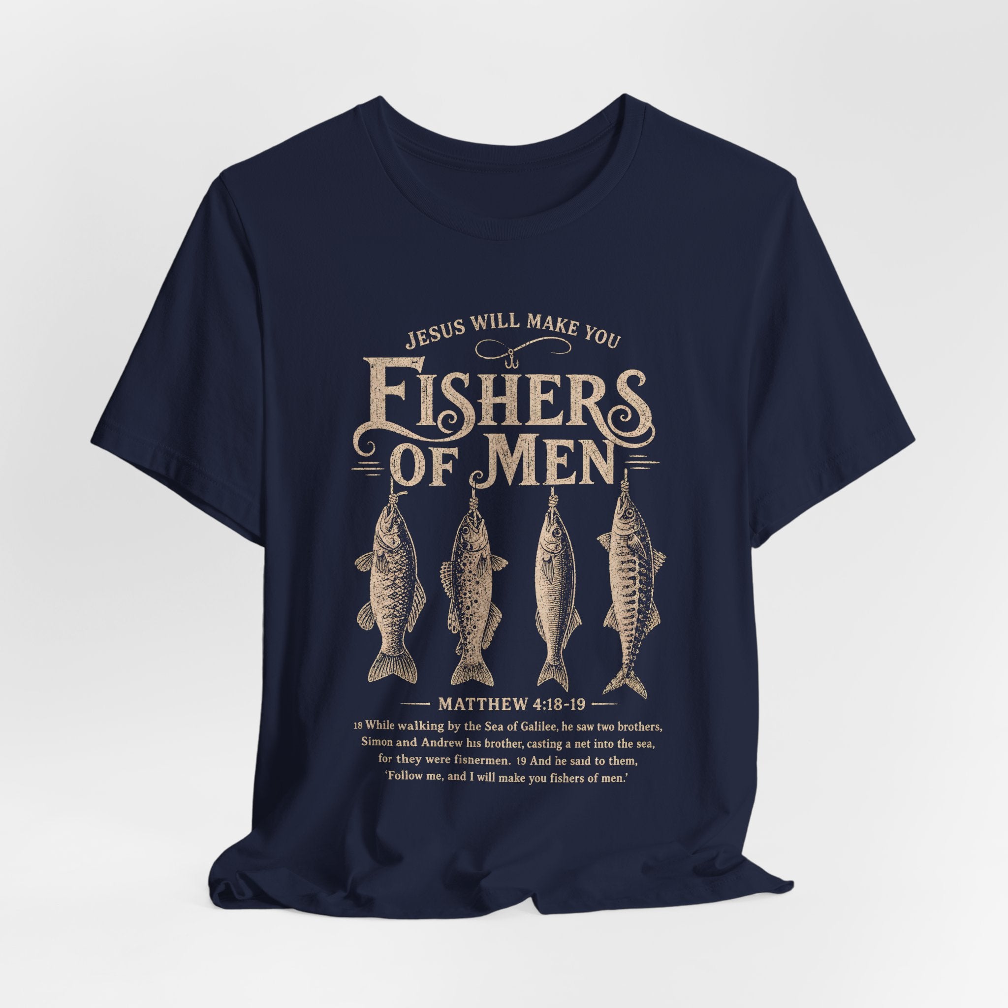 Fishers of Men Matthew 4:19 T-Shirt | Christian Scripture Tee