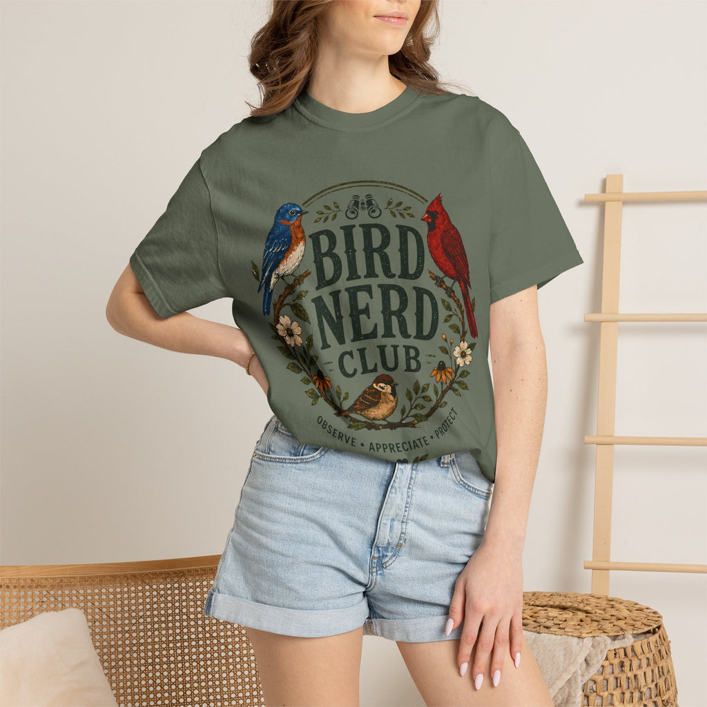 Bird Nerd Club Shirt, Birdwatching Shirt, Nature Lover Tee, Backyard Birder Gift, Cute Bird Lover Shirt, Botanical Bird Graphic Tee