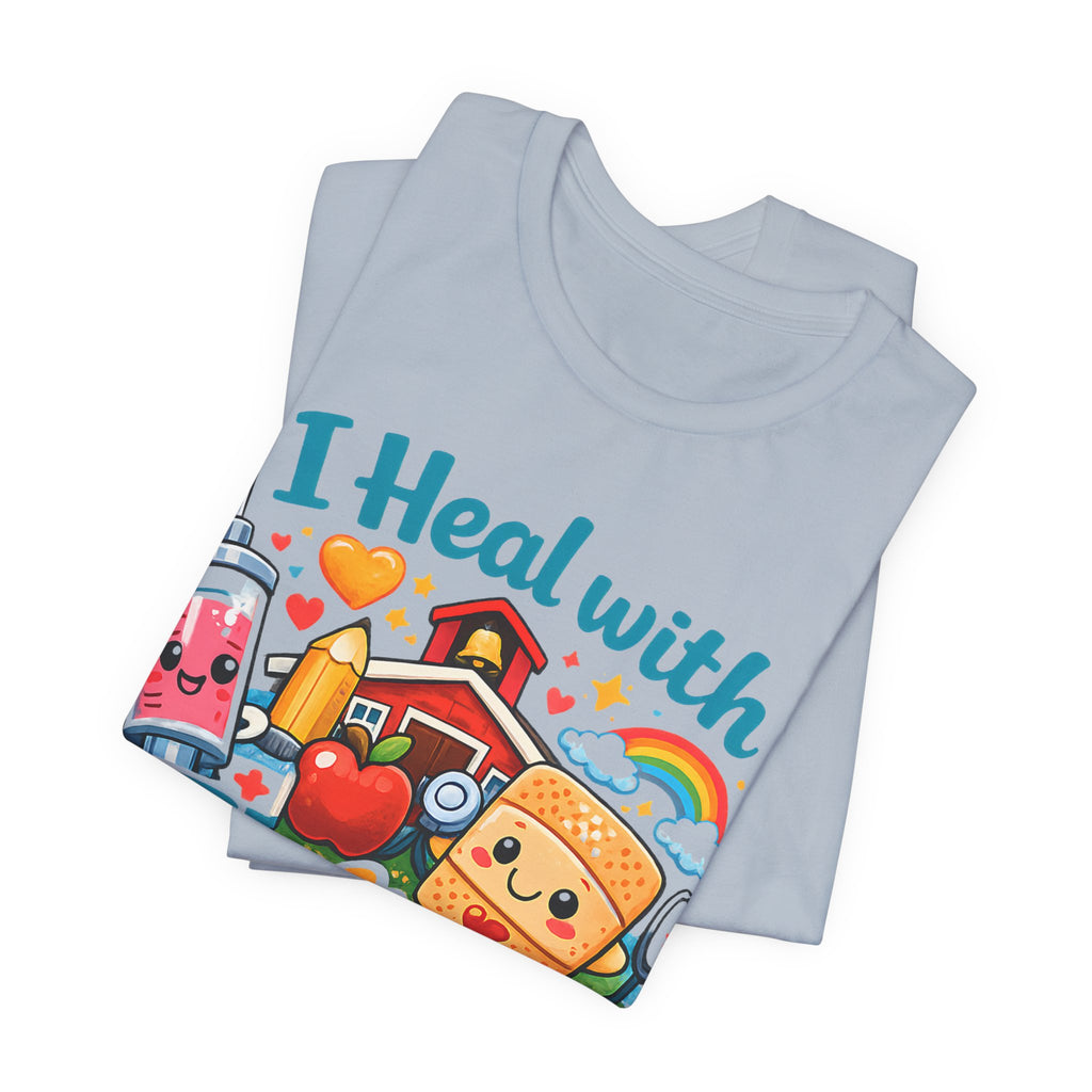 School Nurse Shirt, I Heal With Feelings and Band-Aids Tee, Cute Nurse Teacher Shirt, Elementary School Nurse Gift, Back to School Nurse Tee