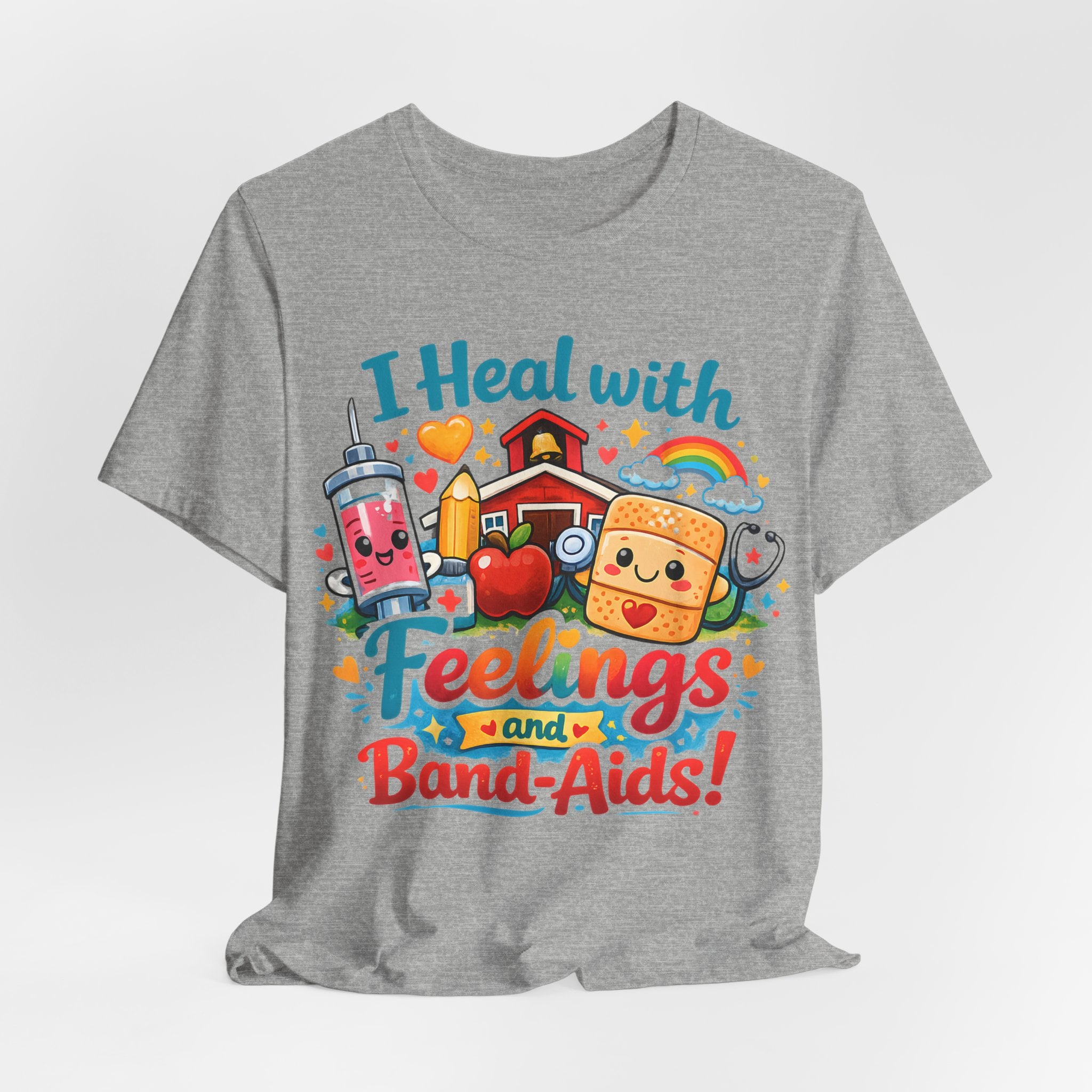 School Nurse Shirt, I Heal With Feelings and Band-Aids Tee, Cute Nurse Teacher Shirt, Elementary School Nurse Gift, Back to School Nurse Tee