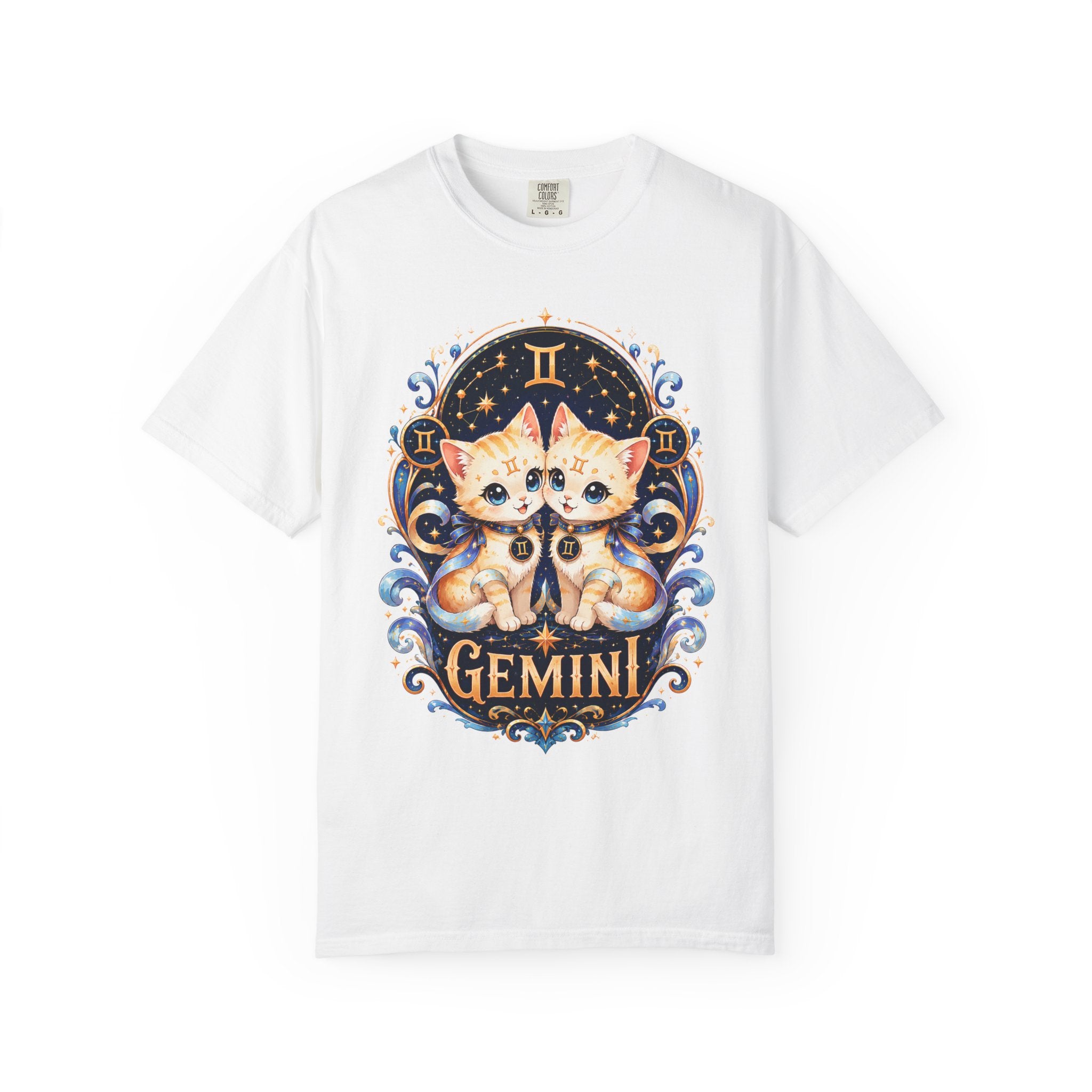 Gemini Twin Cats T-shirt | Zodiac Astrology Cat Design