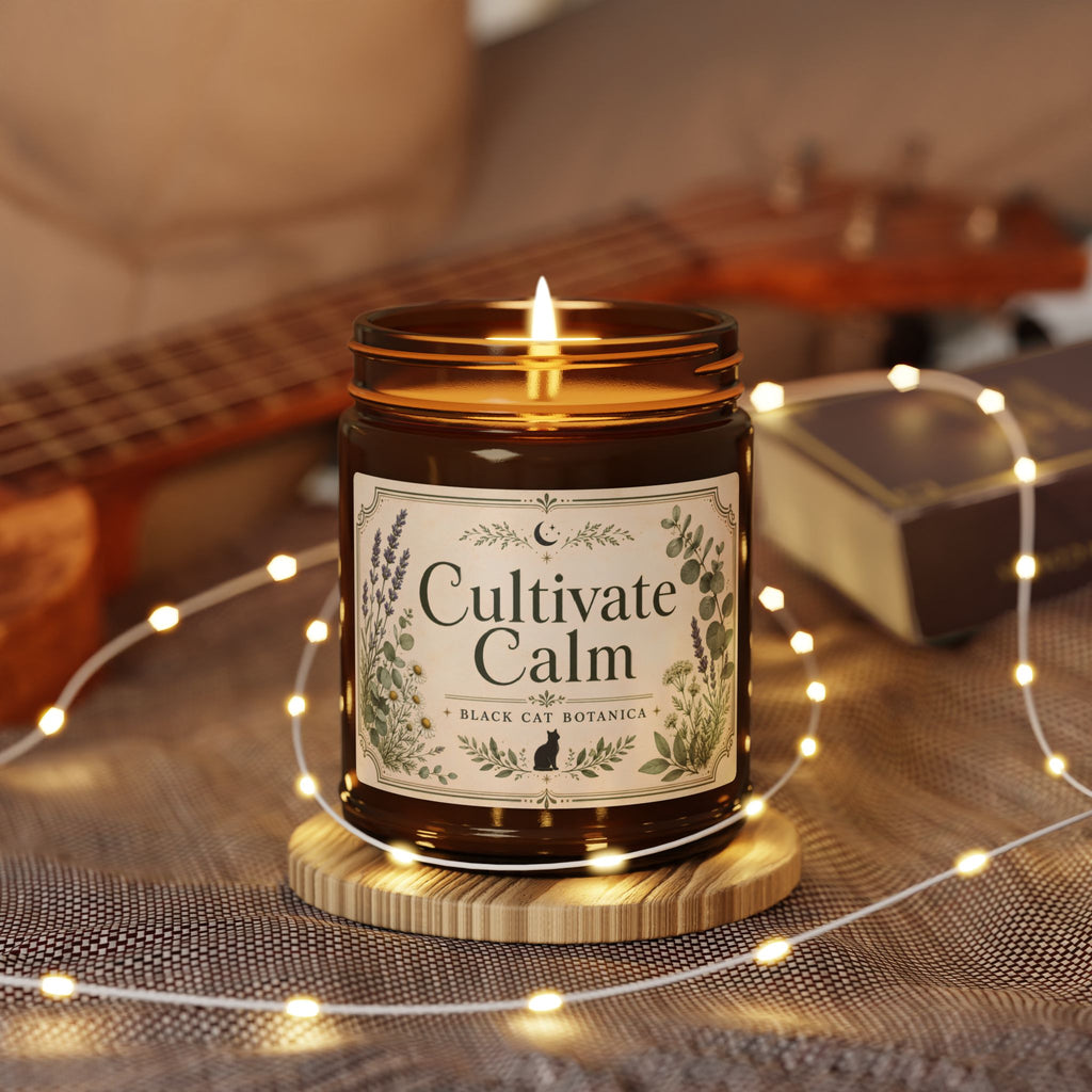 Cultivate Calm Soy Candle amber jar | Aromatherapy Scented Candle