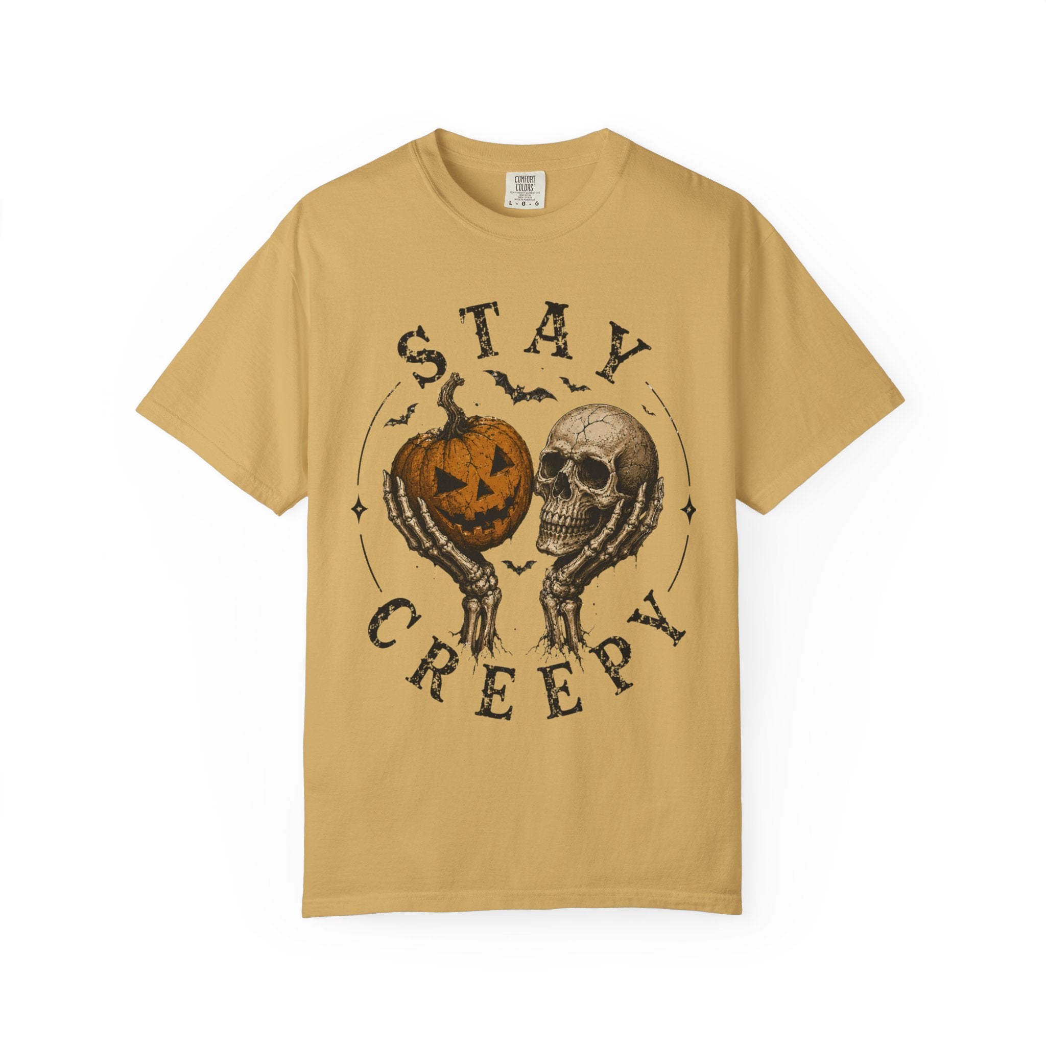 Stay Creepy Shirt, Halloween Pumpkin Skull Tee, Vintage Spooky Graphic Shirt, Jack O Lantern Skeleton Hands Tee, Cute Creepy Halloween Gift
