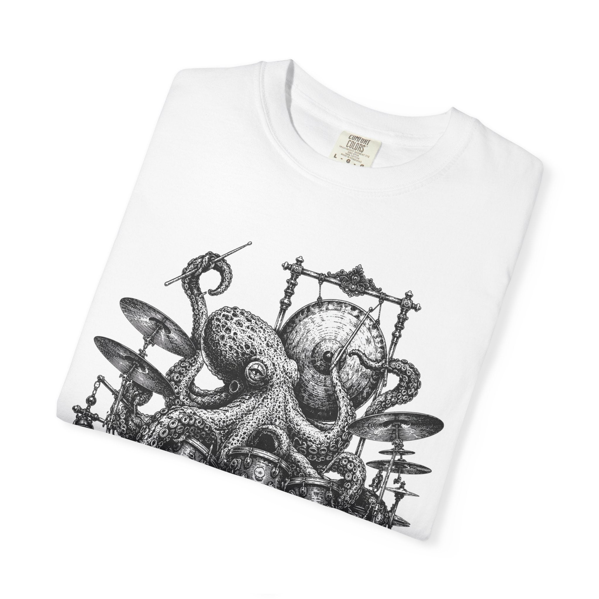 Octopus Drummer Shirt, Vintage Sea Creature T-Shirt, Musician Gift, Drum Set Graphic Tee, Nautical Rock Shirt, Ocean Lover Gift