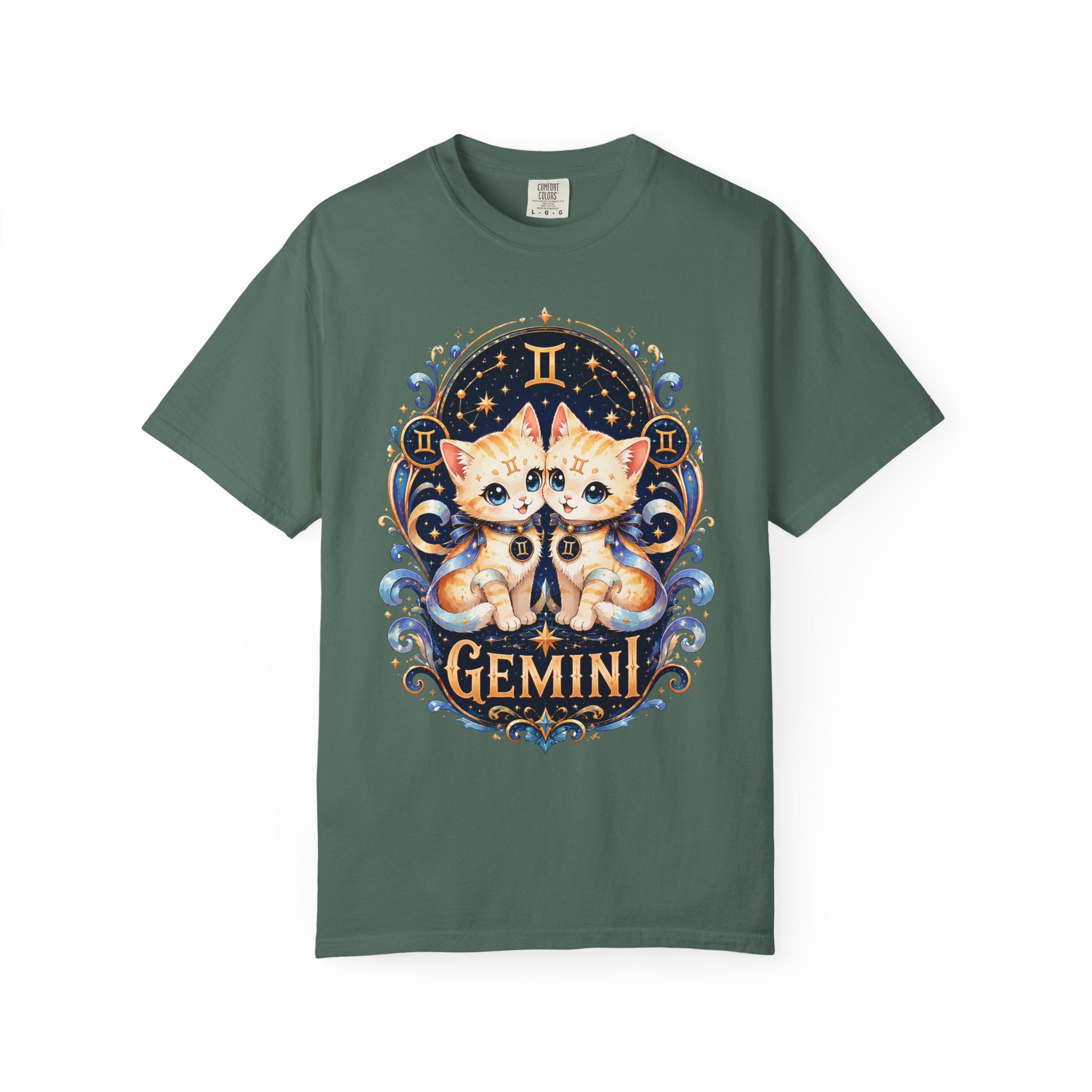 Gemini Twin Cats T-shirt | Zodiac Astrology Cat Design
