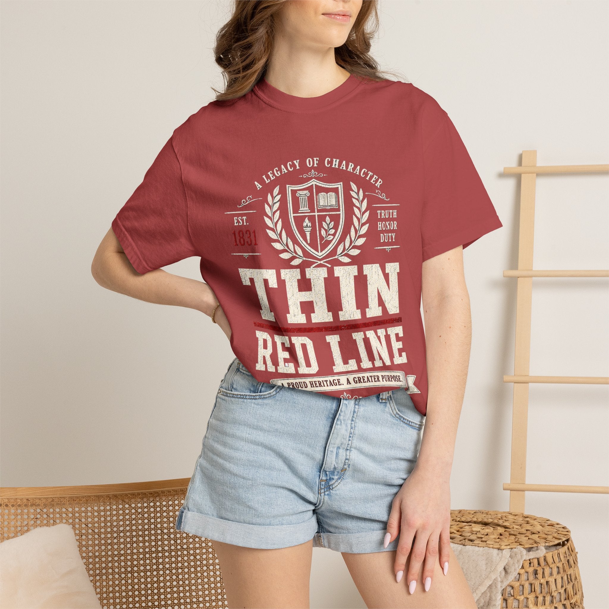 Thin Red Line Shirt, Alabama Football Game Day Tee, VIntage Collegiate Crimson Fan Shirt, Southern Heritage College Inspired T-Shirt