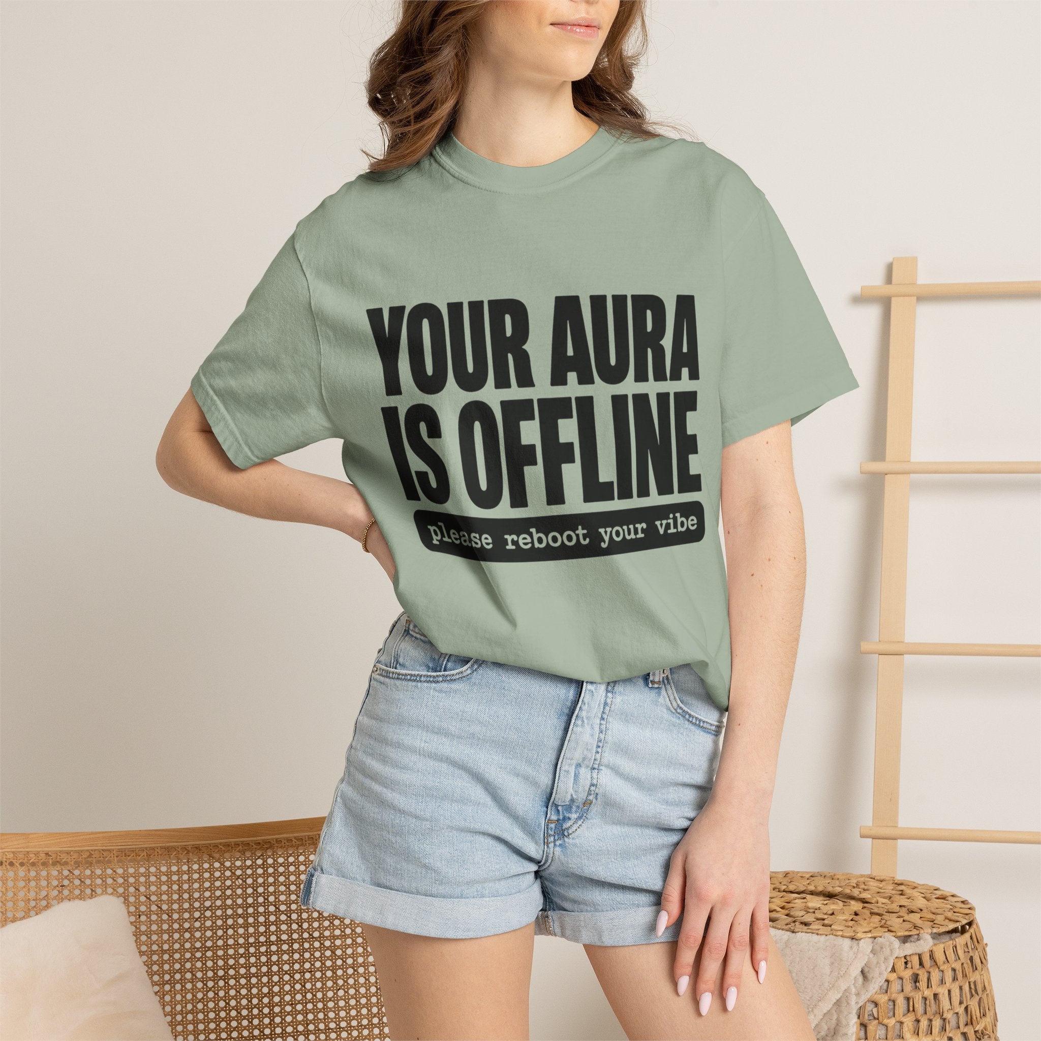 Your Aura Is Offline Shirt, Funny Mindfulness T-Shirt, Trendy Aura Points Tee, Mental Health Humor Shirt, Reboot Your Vibe Tee