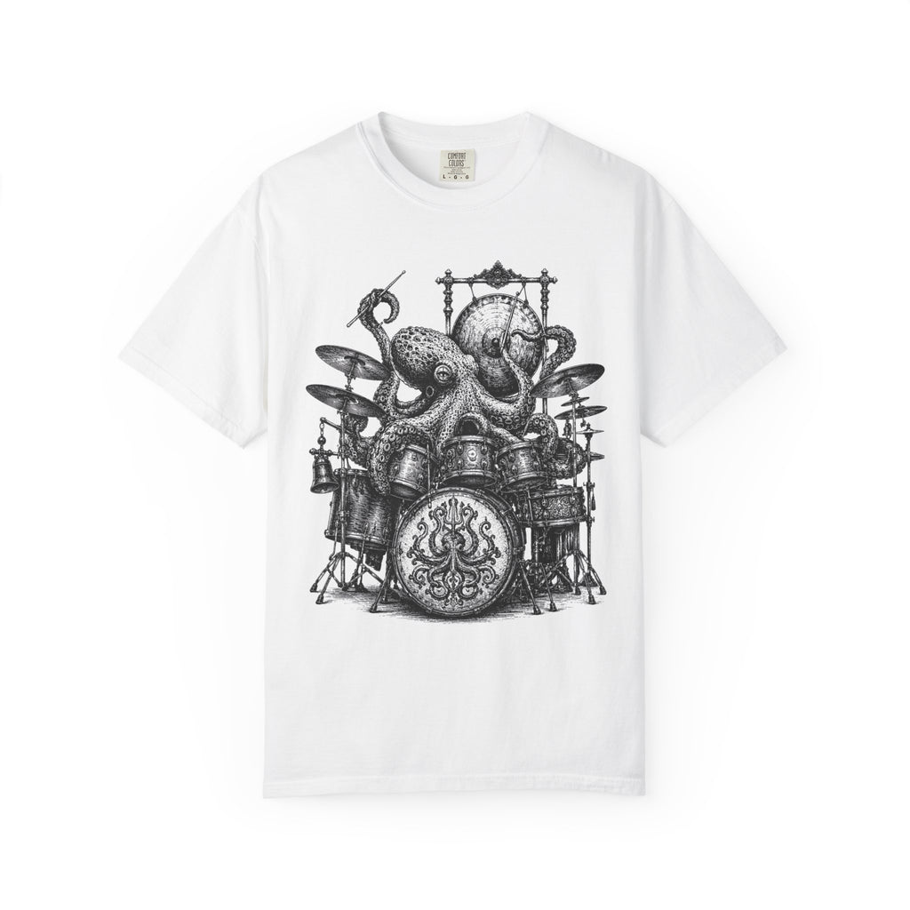 Octopus Drummer Shirt, Vintage Sea Creature T-Shirt, Musician Gift, Drum Set Graphic Tee, Nautical Rock Shirt, Ocean Lover Gift