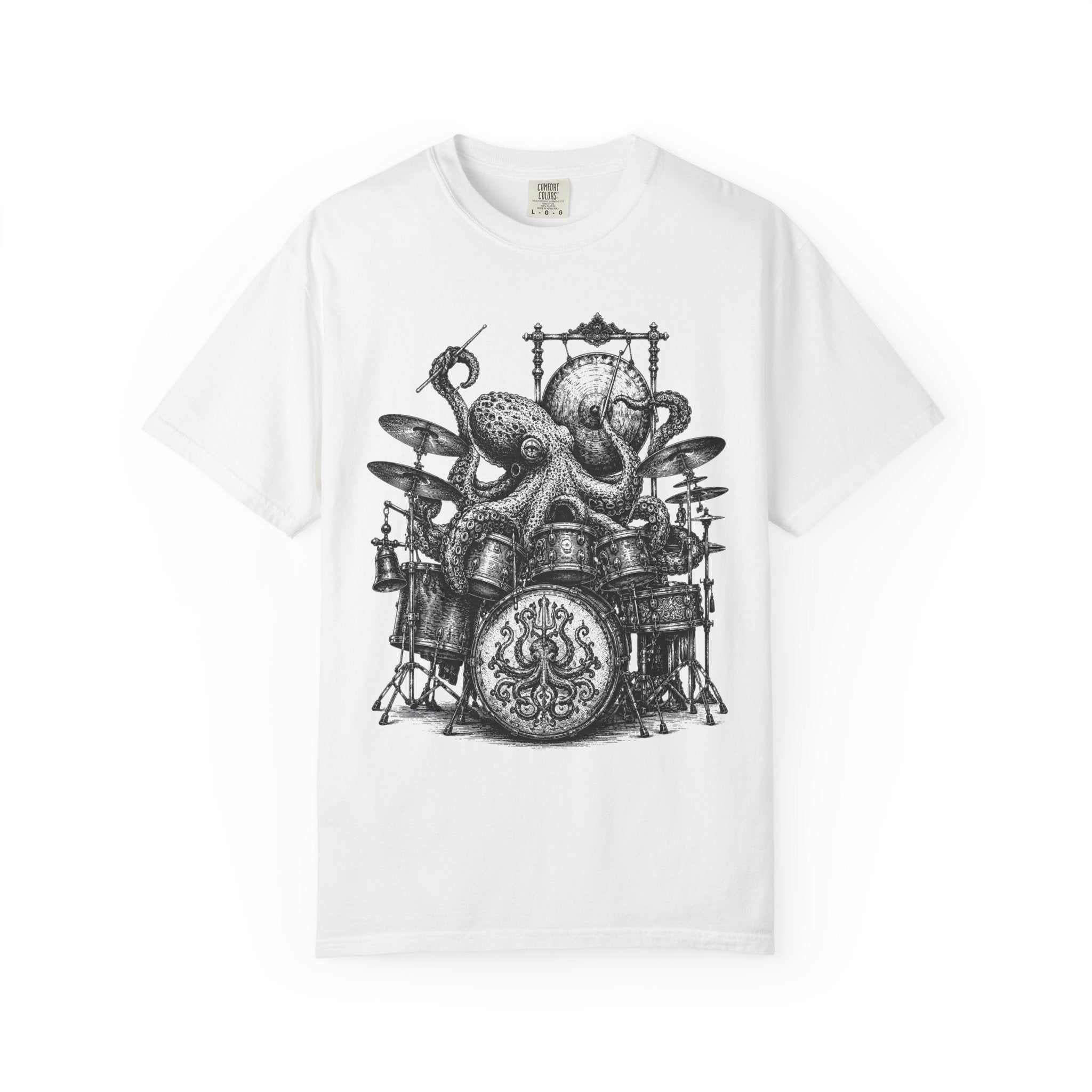 Octopus Drummer Shirt, Vintage Sea Creature T-Shirt, Musician Gift, Drum Set Graphic Tee, Nautical Rock Shirt, Ocean Lover Gift