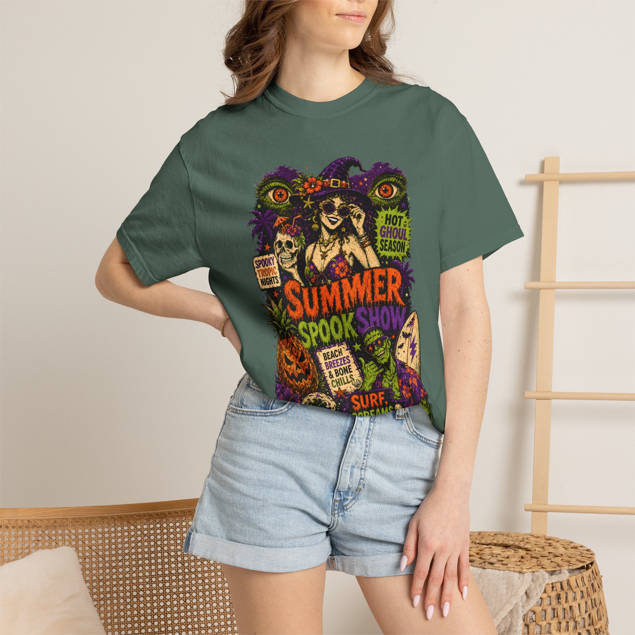 Summer Halloween Shirt, Spooky Tropical Witch Tee, Hot Ghoul Season Shirt, Retro Surf Horror Shirt, Halloween Beach Vacation Tee