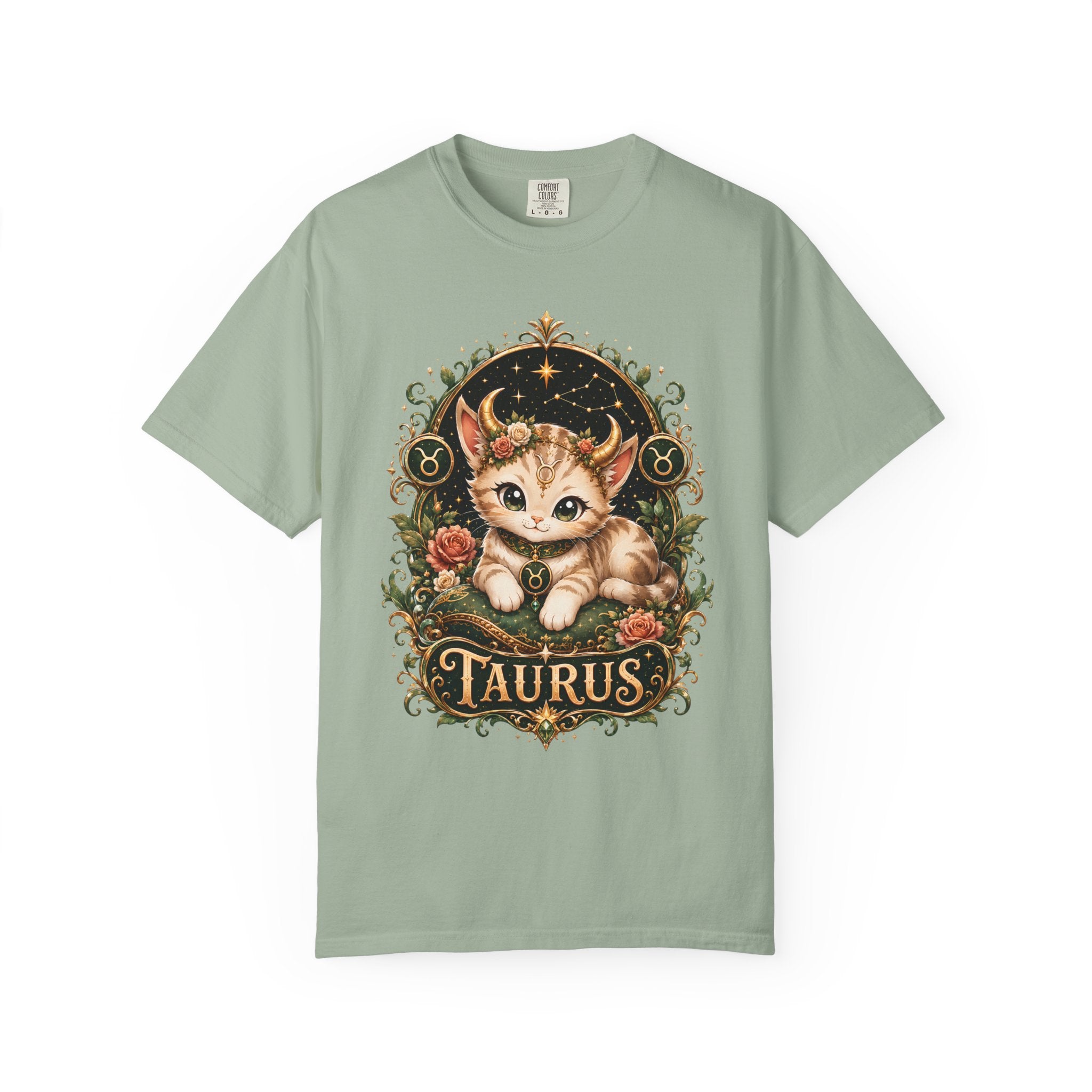 Taurus Cat Illustration T-Shirt | Zodiac Kitten Tee