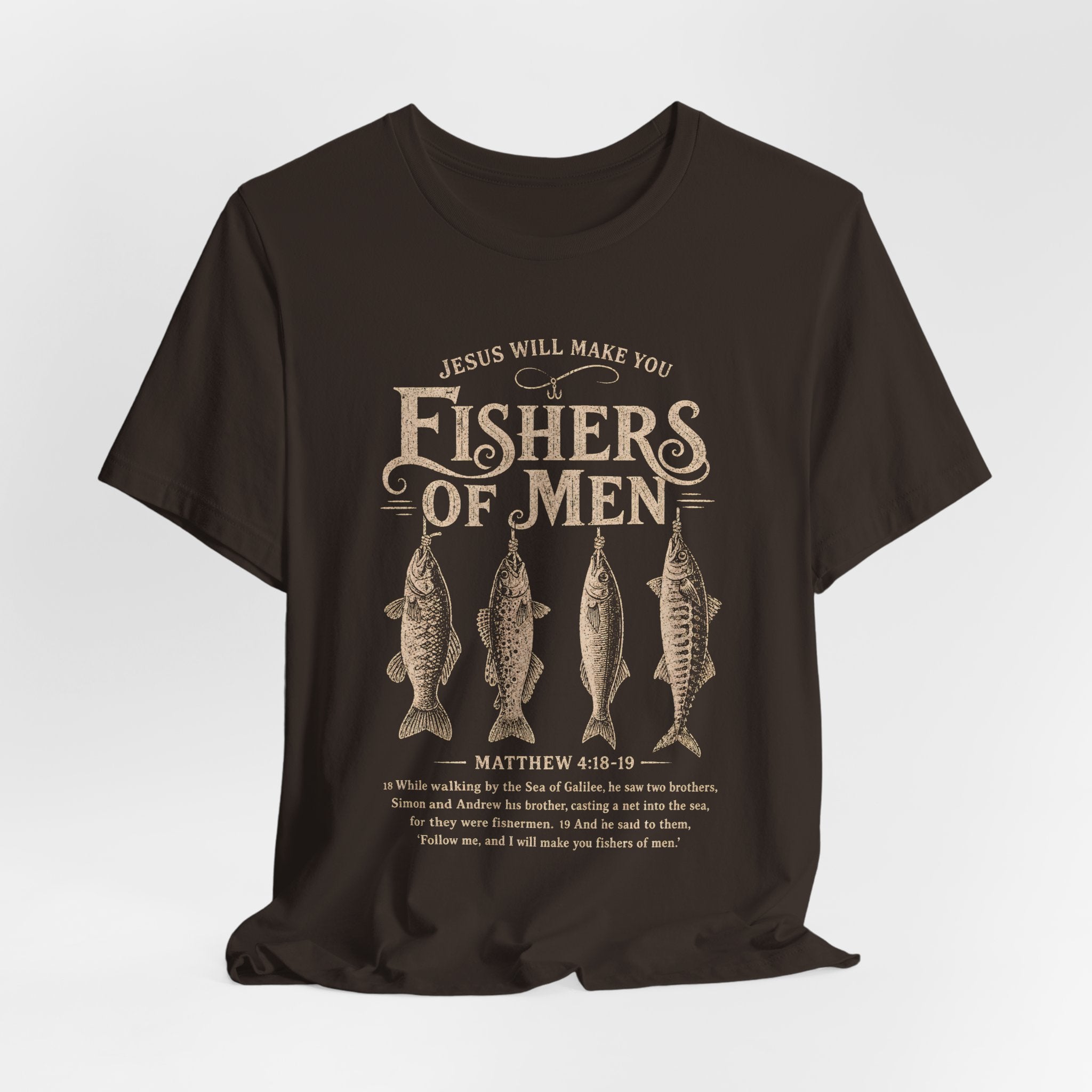 Fishers of Men Matthew 4:19 T-Shirt | Christian Scripture Tee