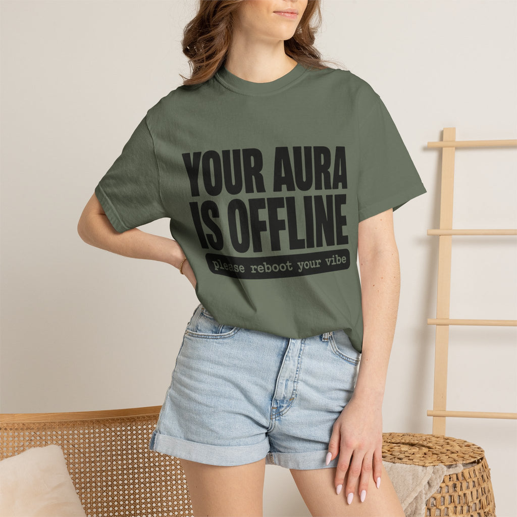 Your Aura Is Offline Shirt, Funny Mindfulness T-Shirt, Trendy Aura Points Tee, Mental Health Humor Shirt, Reboot Your Vibe Tee