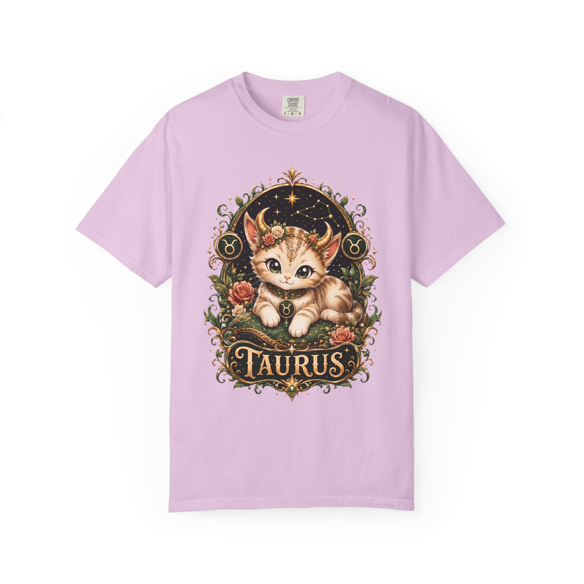 Taurus Cat Illustration T-Shirt | Zodiac Kitten Tee