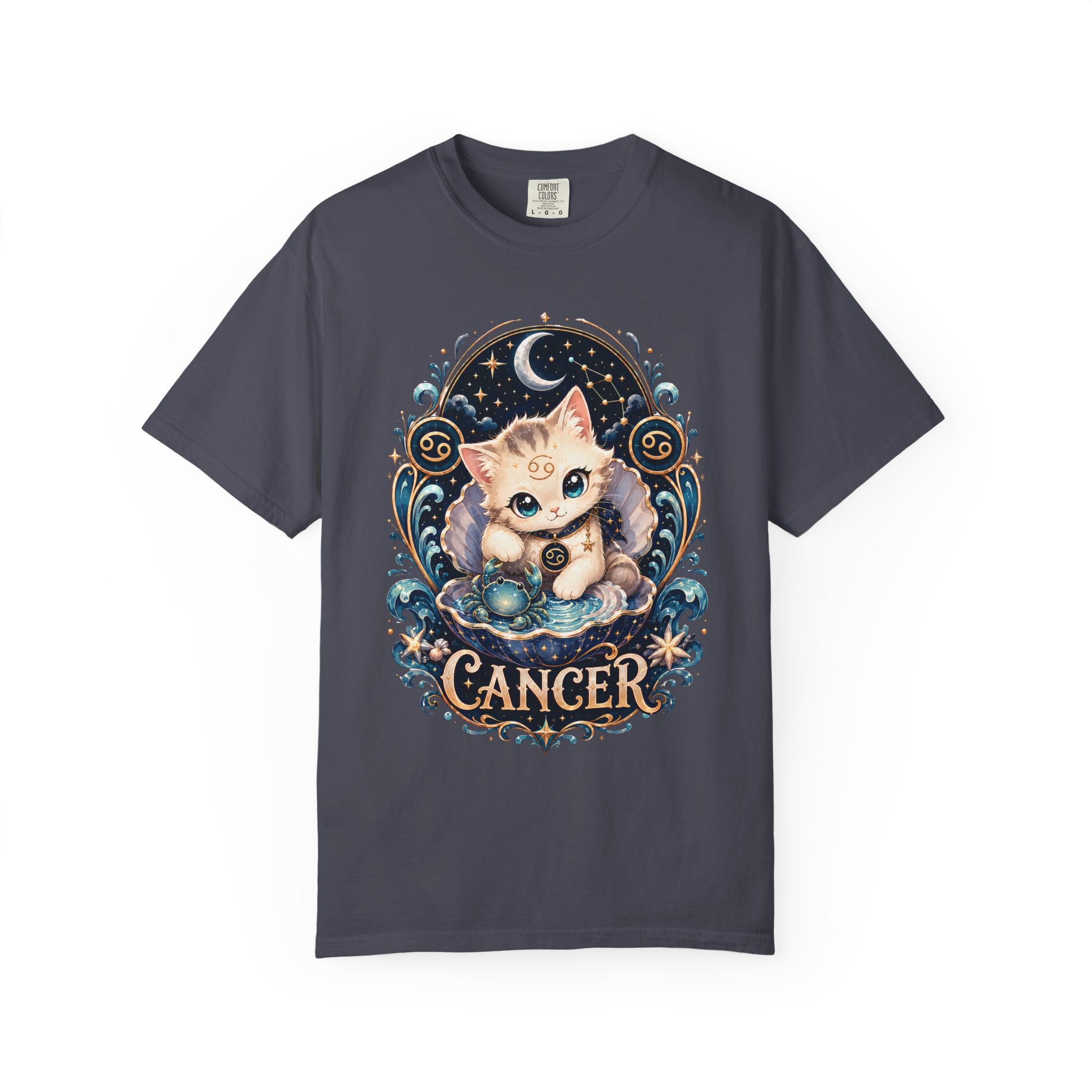 Cute Cancer Zodiac Cat T-Shirt | Astrology Cat Tee
