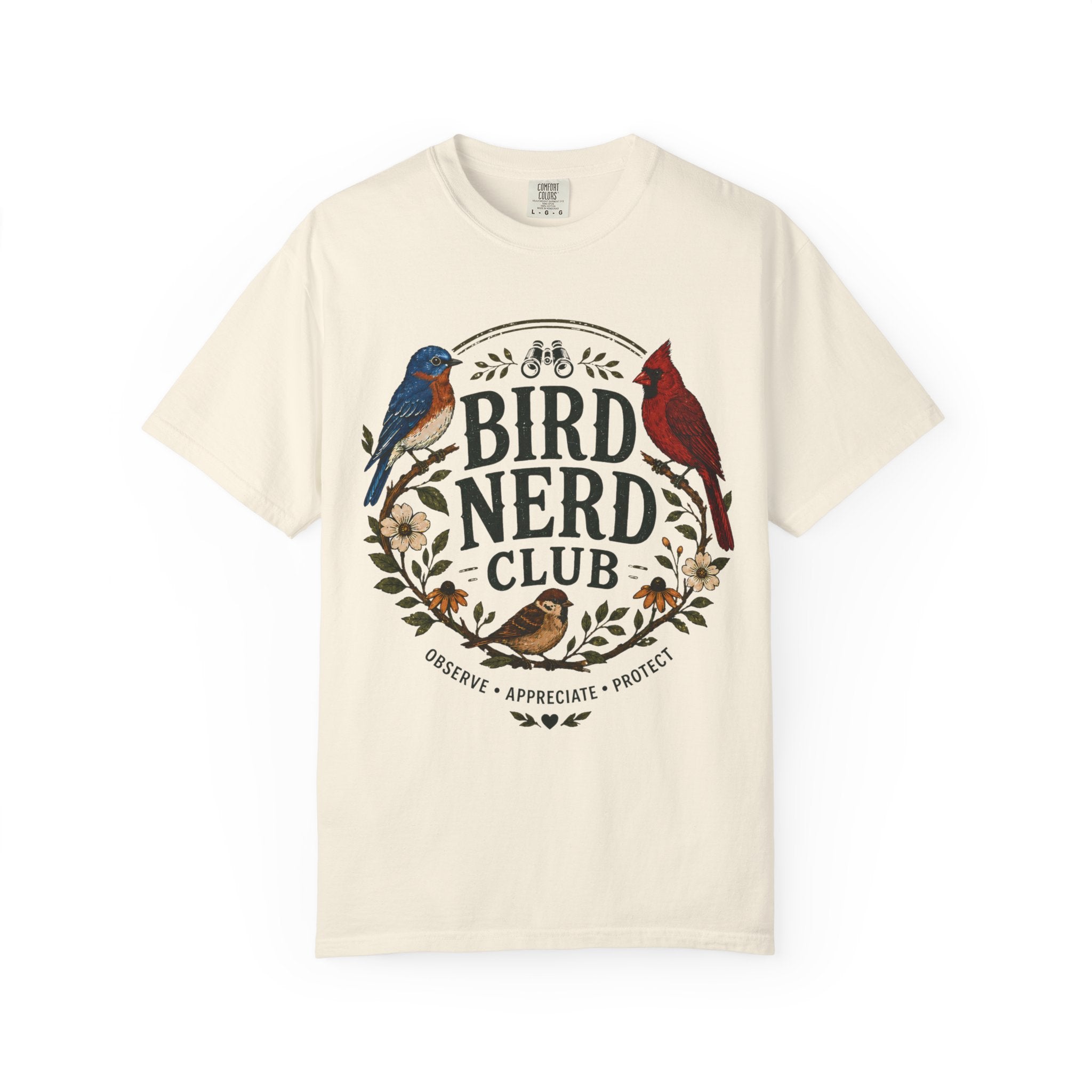 Bird Nerd Club Shirt, Birdwatching Shirt, Nature Lover Tee, Backyard Birder Gift, Cute Bird Lover Shirt, Botanical Bird Graphic Tee