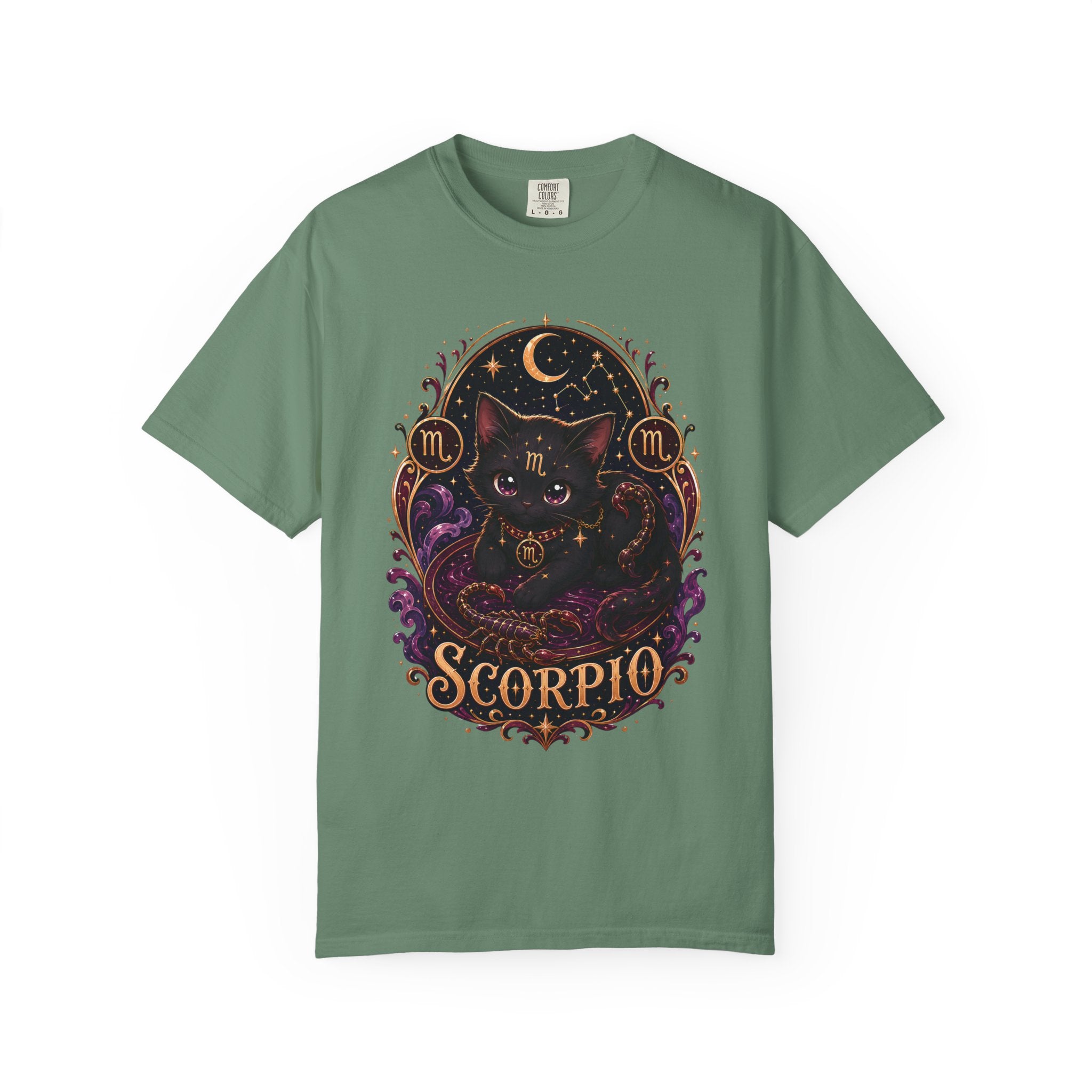 Scorpio Zodiac Scorpio Cat Illustration T-shirt | Astrological Night Sky
