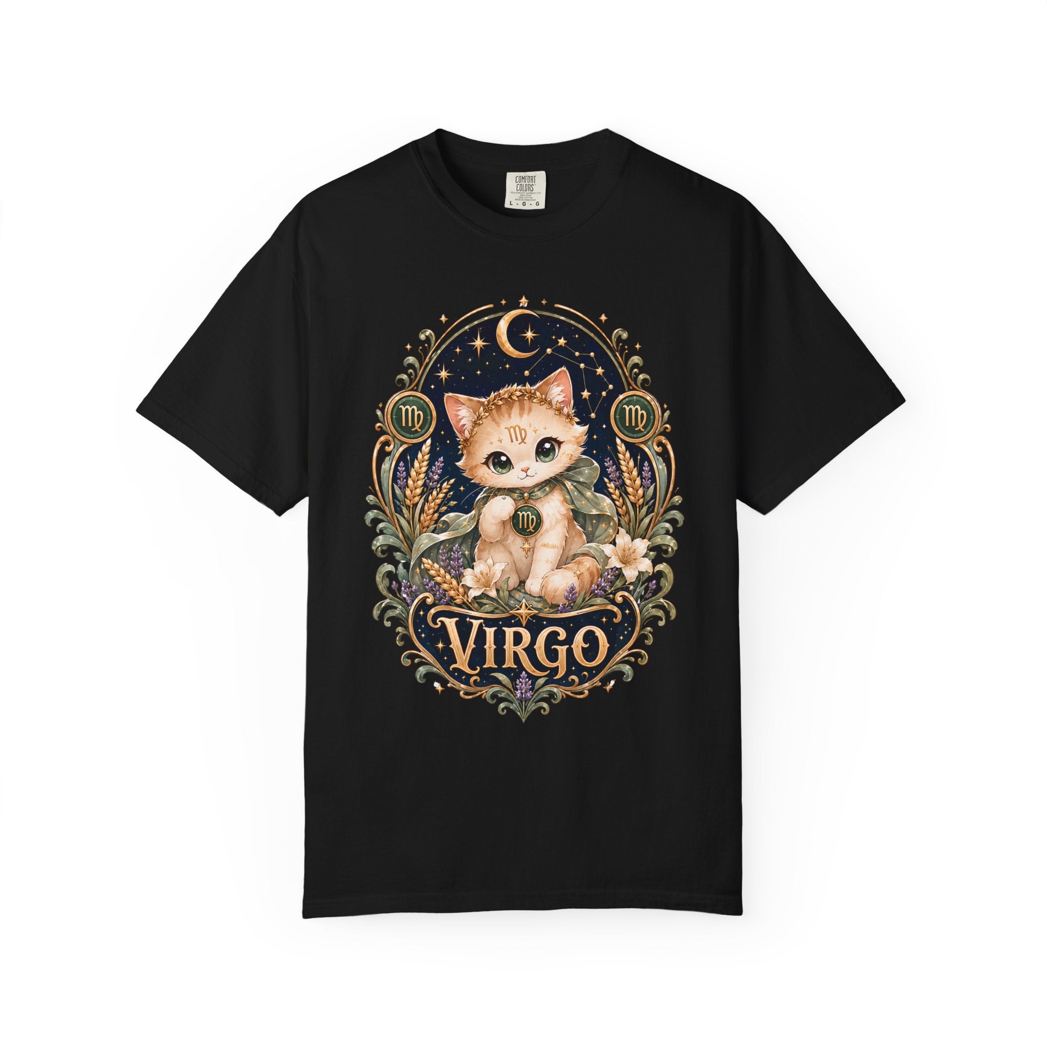 Virgo Cat Illustration T-shirt | Zodiac Kitty Astrology Tee