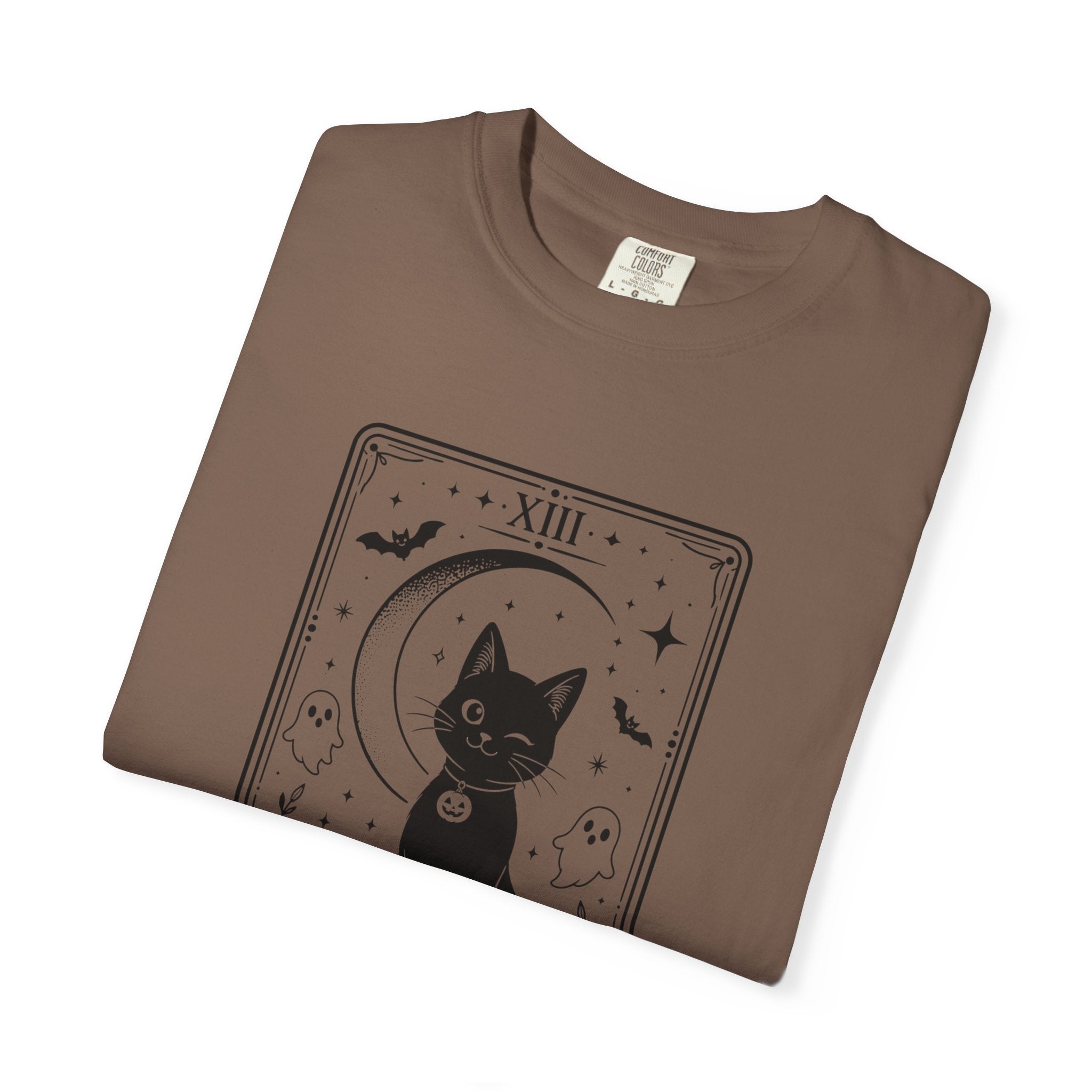 Halloween Black Cat Tarot Shirt, Death Card Cat Tee, Spooky Cat Shirt, Witchy Halloween Tee, Gothic Cat Lover Gift