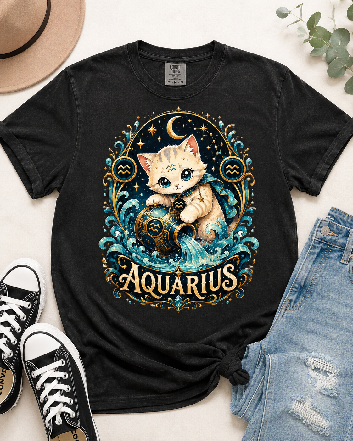 Aquarius Cat horoscope shirt | T-Shirt