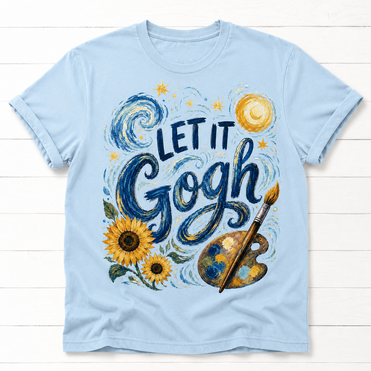 Let It Gogh Shirt, Van Gogh Inspired Art Teacher Tee, Funny Artist Shirt, Sunflower Starry Night Style Graphic Tee, Painter Gift Shirt