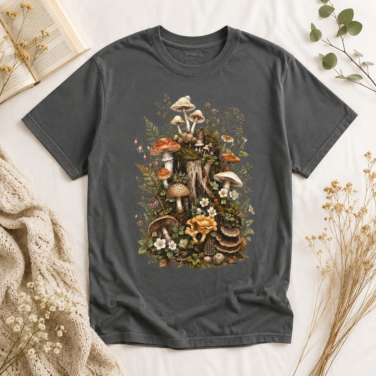 Cottagecore Mushroom Shirt, Woodland Mushroom Tee, Botanical Forest T Shirt, Fairycore Shirt, Nature Lover Gift, Comfort Colors Tee