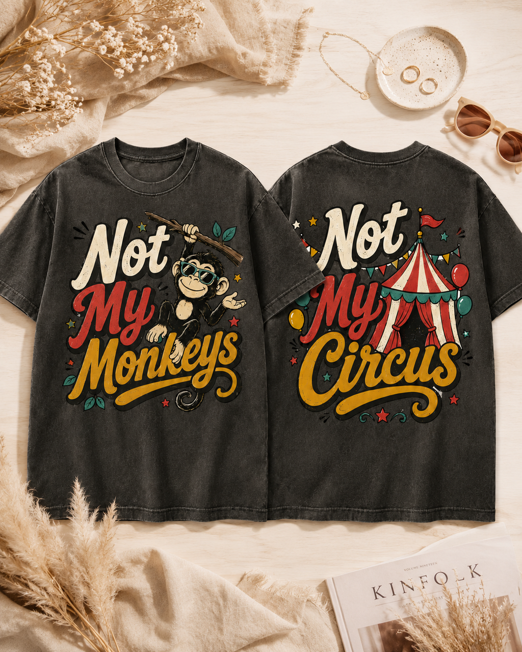 Not My Monkeys Not My Circus Shirt, Funny Monkey Graphic Tee, Comfort Colors Tee, Sarcastic Circus Tee, Oversized Boxy Tee