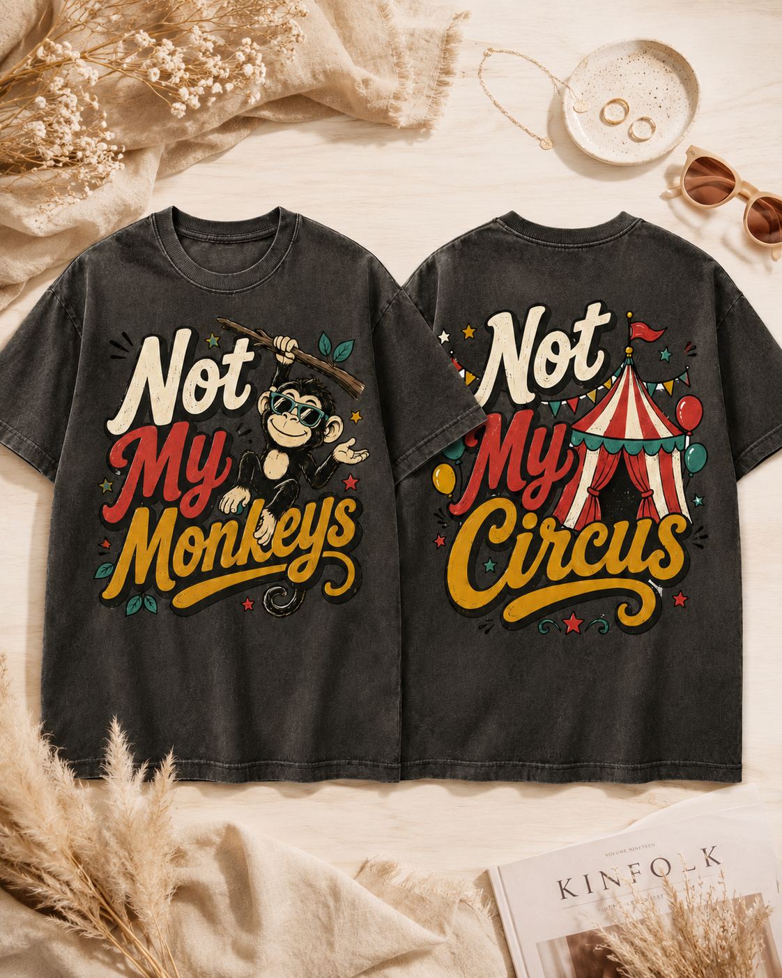 Not My Monkeys Not My Circus Shirt, Funny Monkey Graphic Tee, Comfort Colors Tee, Sarcastic Circus Tee, Oversized Boxy Tee