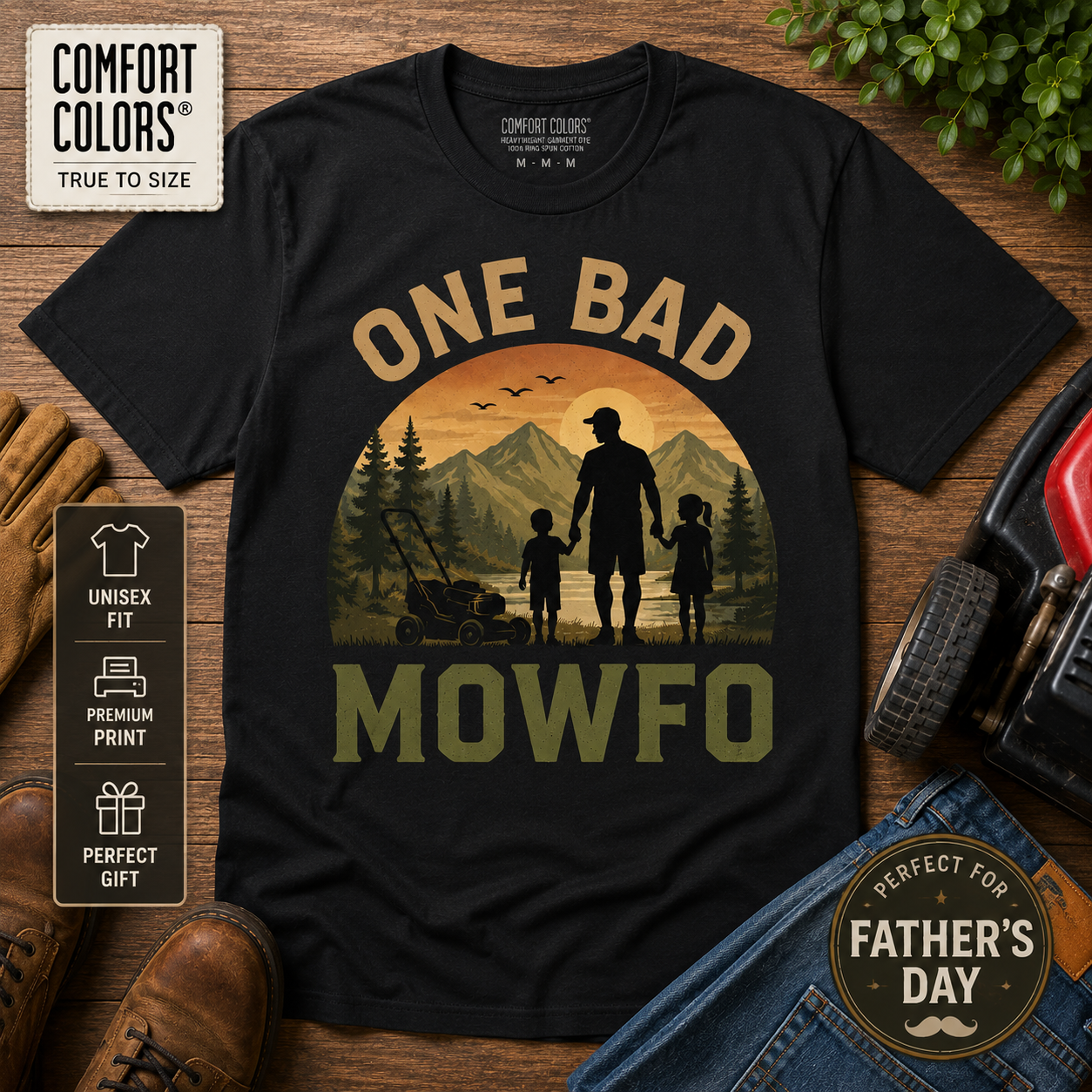 One Bad Mowfo Shirt, Funny Dad Mowing Tee, Fathers Day Gift for Dad, Lawn Mower Dad Shirt, Outdoor Dad Graphic Tee, Retro Dad Shirt