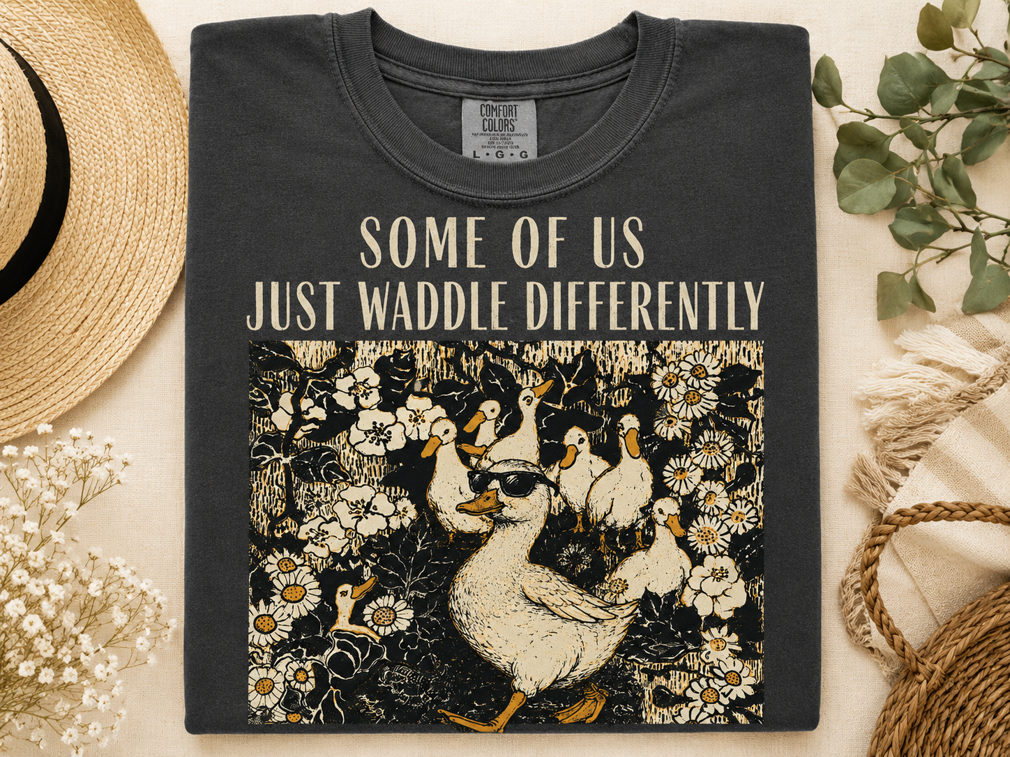 Funny Duck Shirt, Some Of Us Just Waddle Differently Tee, Cute Duck Lover Gift, Cottagecore Animal Shirt, Sarcastic Graphic Tee